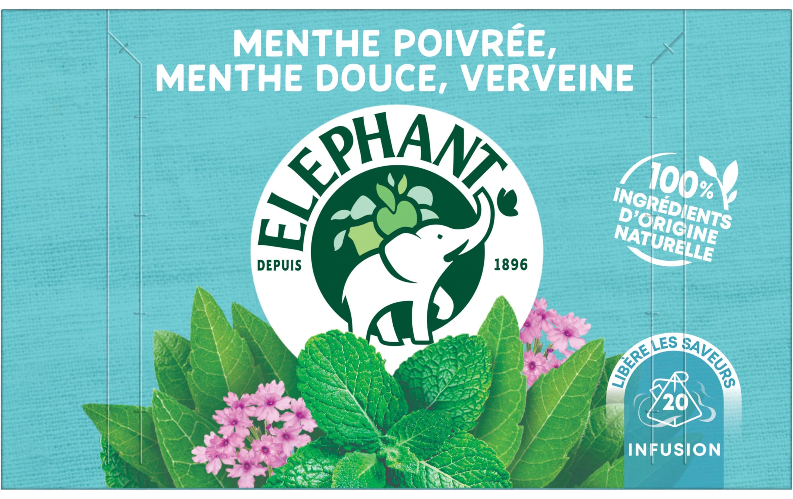Teebeutel Menthe Poivrée, Mente Douce, Verveine 20 StückTee mit Pfefferminze, Süssminze und Eisenkraut