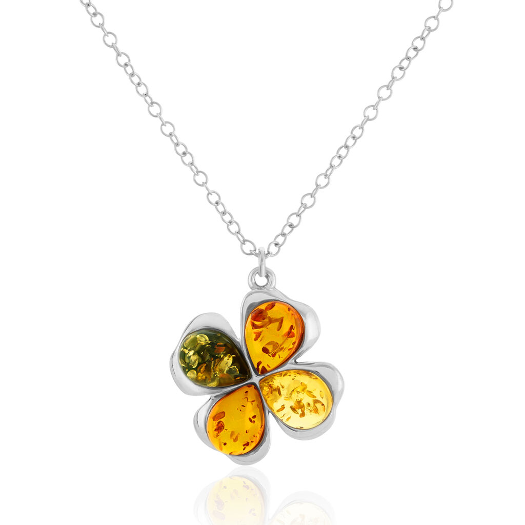 Collier Oviya Argent Blanc Ambre