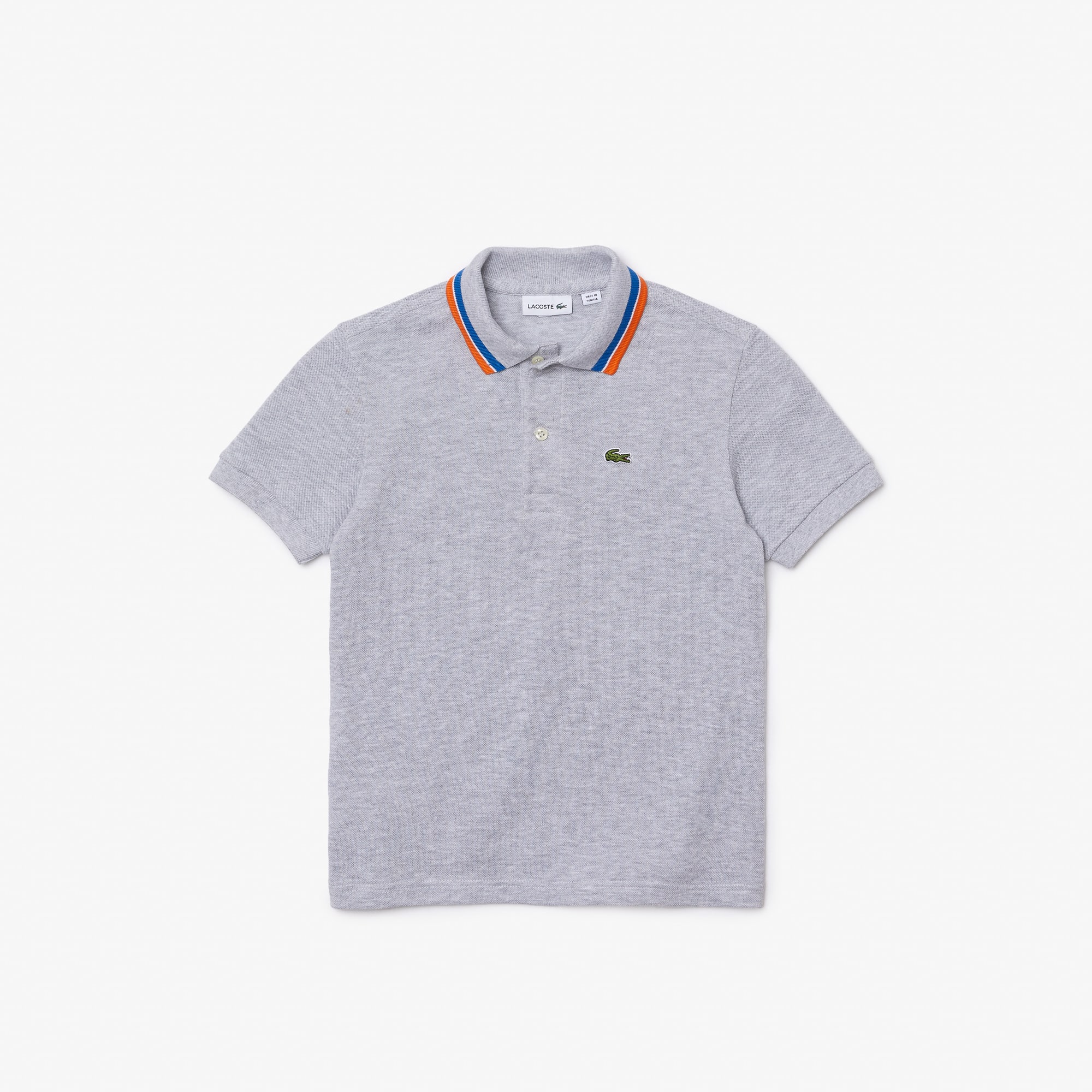 Polo garçon Lacoste avec col tricolore en petit piqué de coton Polos - Gris - Lacoste - Garçon