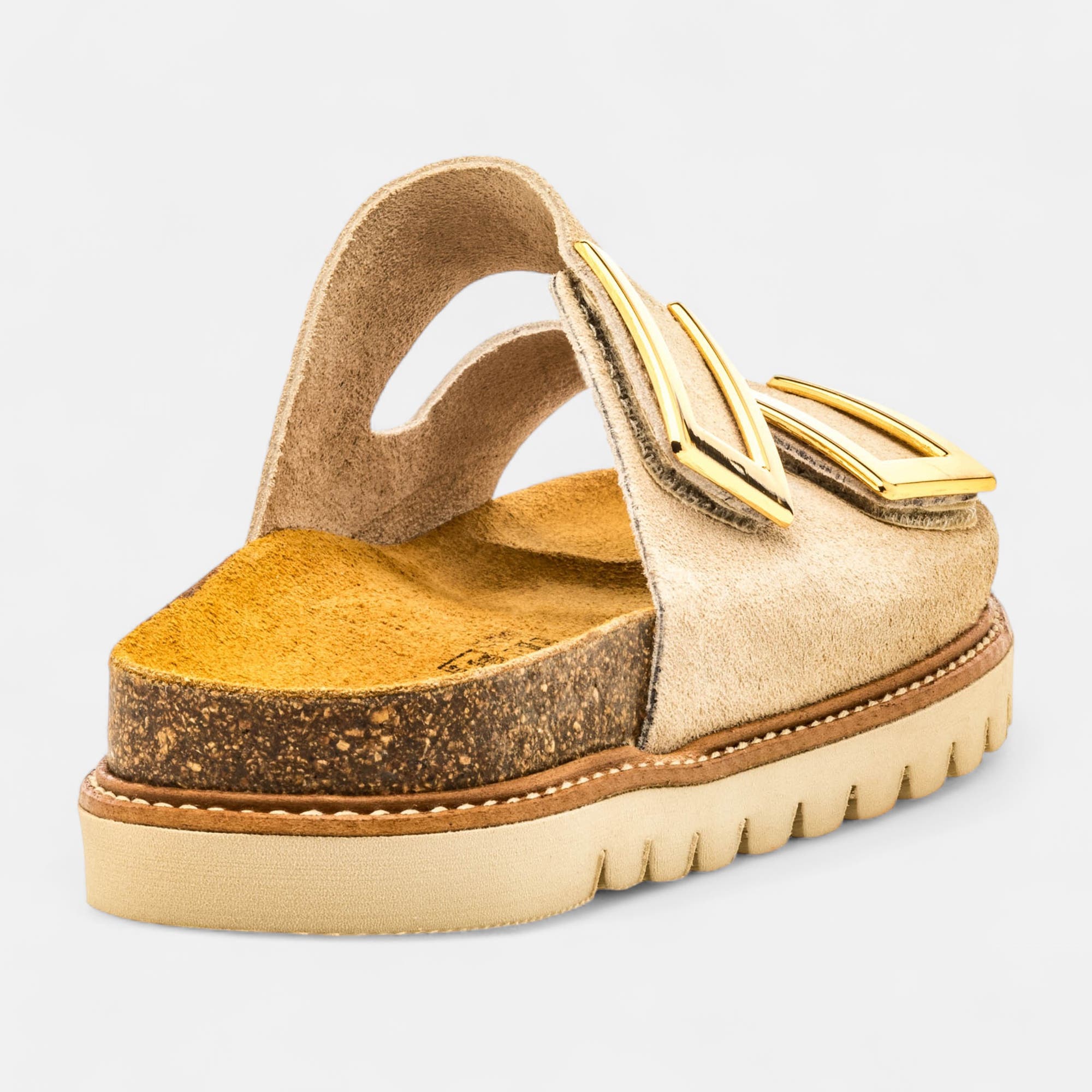 Mules semelle liège Femme en cuir beige