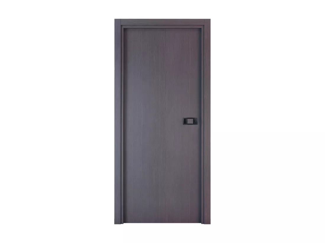 Bloc-porte pose fin de chantier collection Premium Miro avec poignée Exclusive noire, H.204 x l.63 cm, aspect chêne cendré, réversible
