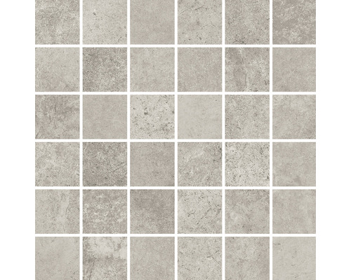 Porseleinen steengoed mozaïek Montreal Zilver mat 30 x 30 cm