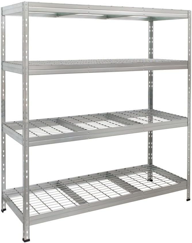 Outdoor-Weitspannregal - 1.200 kg Tragkraft - HxBxT 180 x 150 x 60 cm - Steckregal mit 4 höhenverstellbaren Böden - 400 kg max. Fachlast - TÜV geprüft - Schwerlastregal aus verzinktem Stahl