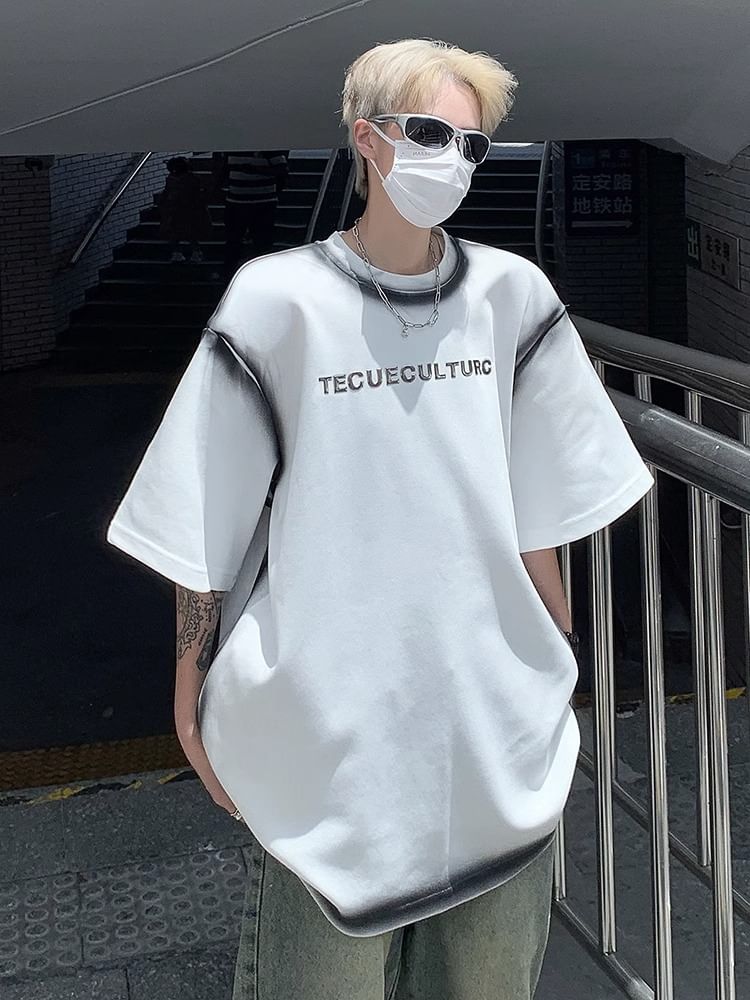 Koiyua - T-shirt met ronde hals en elleboogmouwen en belettering