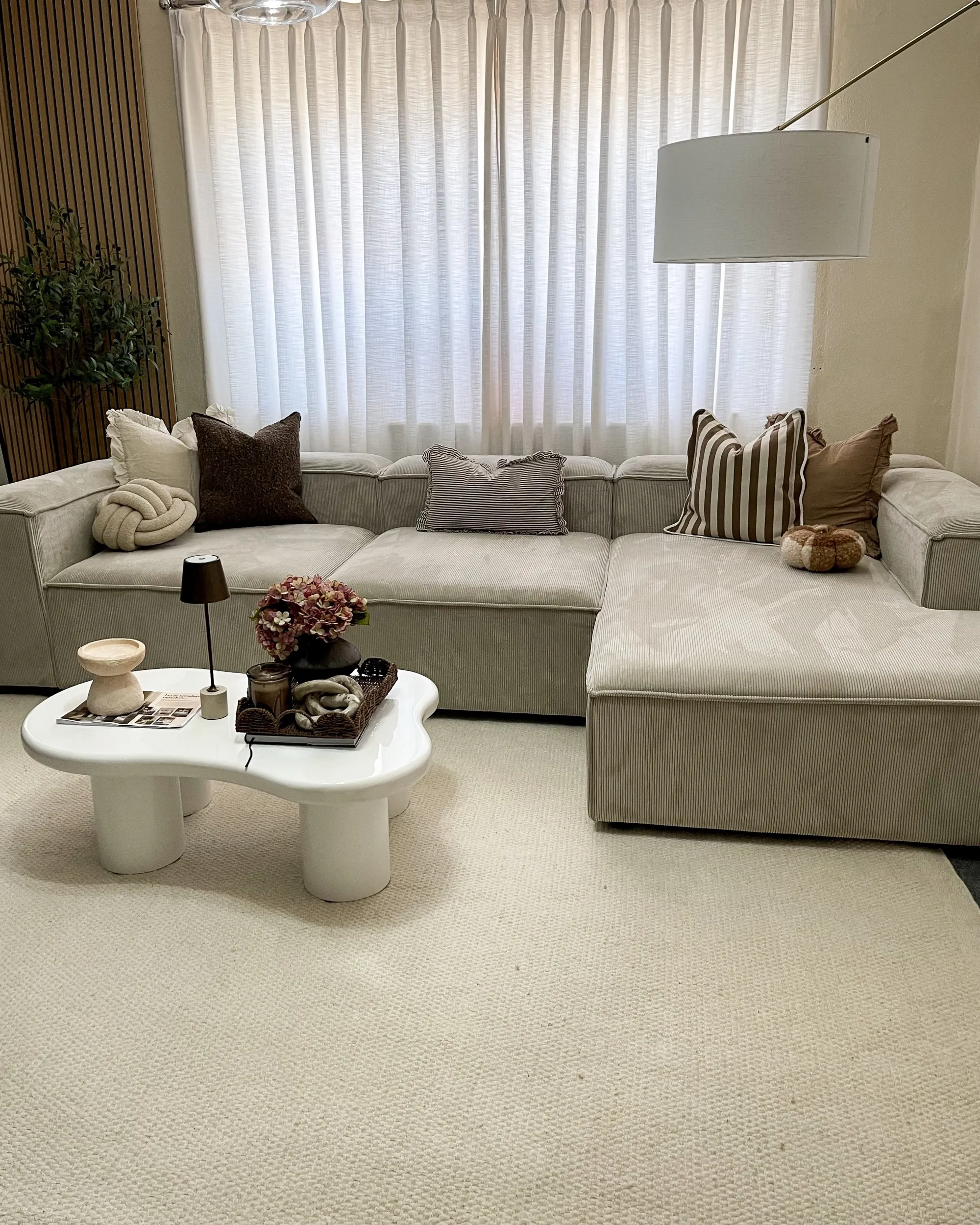 Modulaire hoekbank 4-zits ARDAL Corduroy Taupe linkszijdig