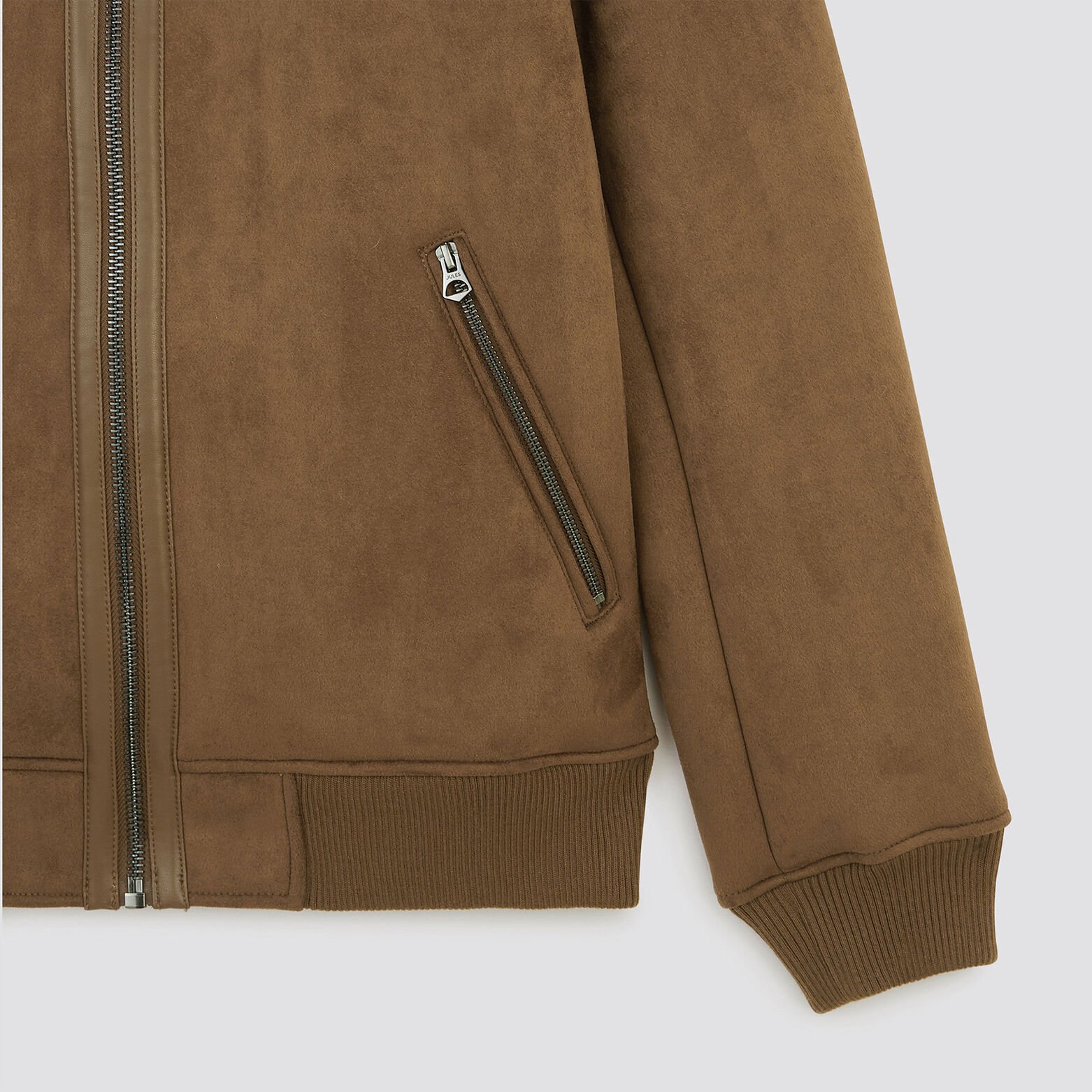 Blouson aspect velours col et doublure moutonné Camel
