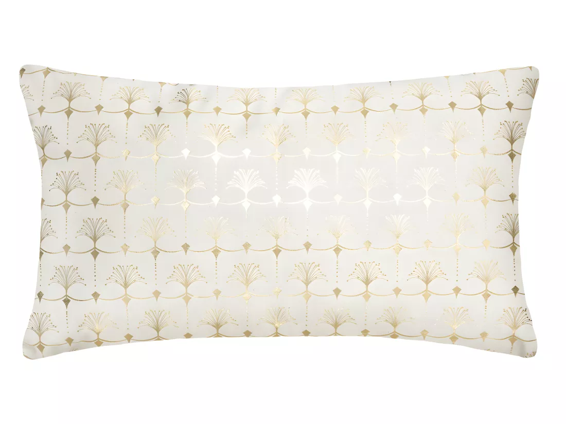 Coussin déhoussable velours Ivoire et Or 30 x 50 cm