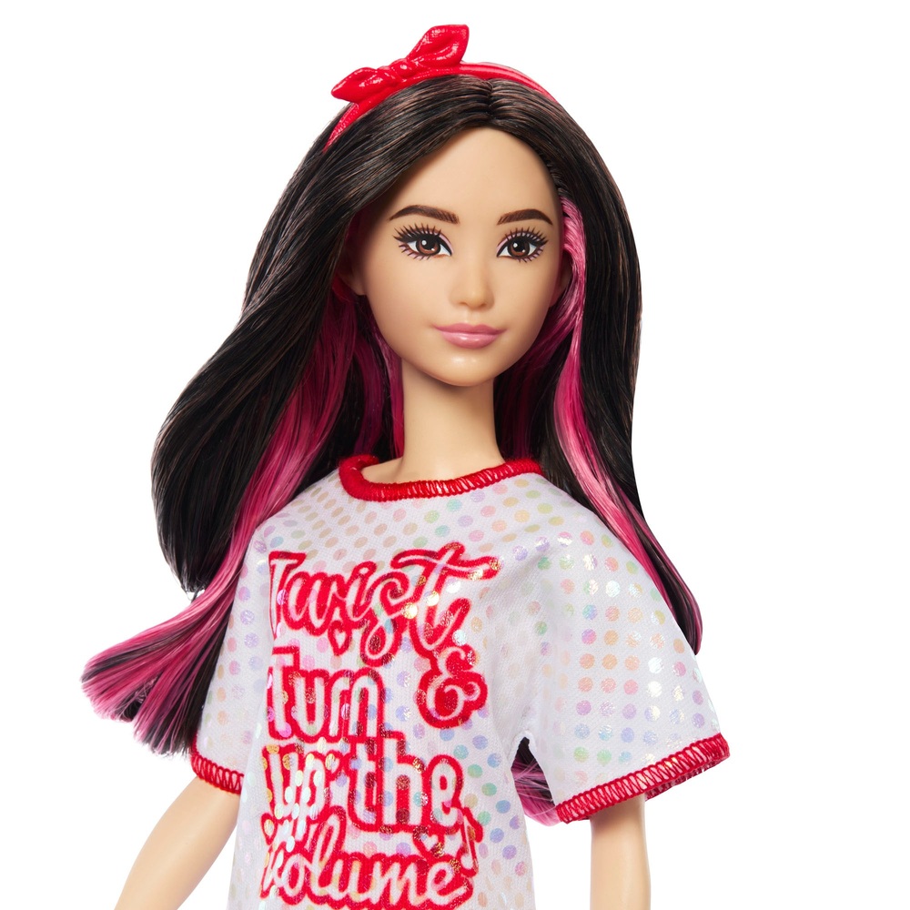 Barbie Fashionista Puppe 214 mit schwarzem Haar und Twist 'n' Turn Kleid
