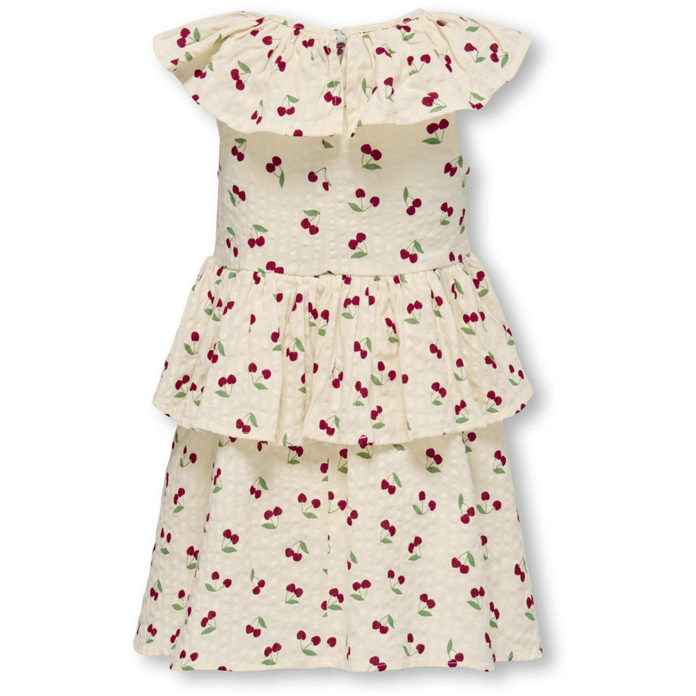 Køb Kids ONLY MINI Whitecap Gray Cherrie AOP Cerise Layered Kjole AOP