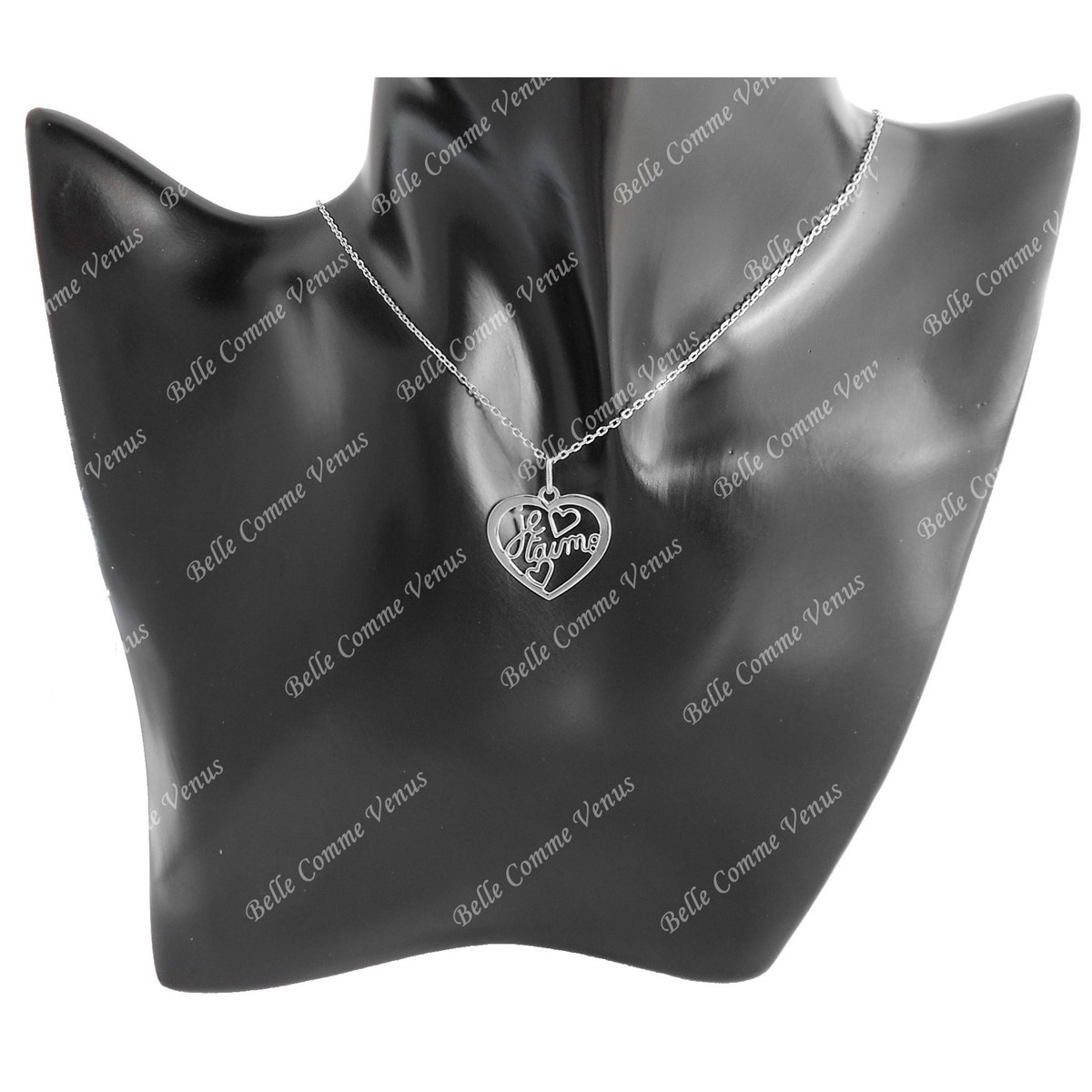 Collier coeur ajouré message Je t'aime Argent 925 Rhodié