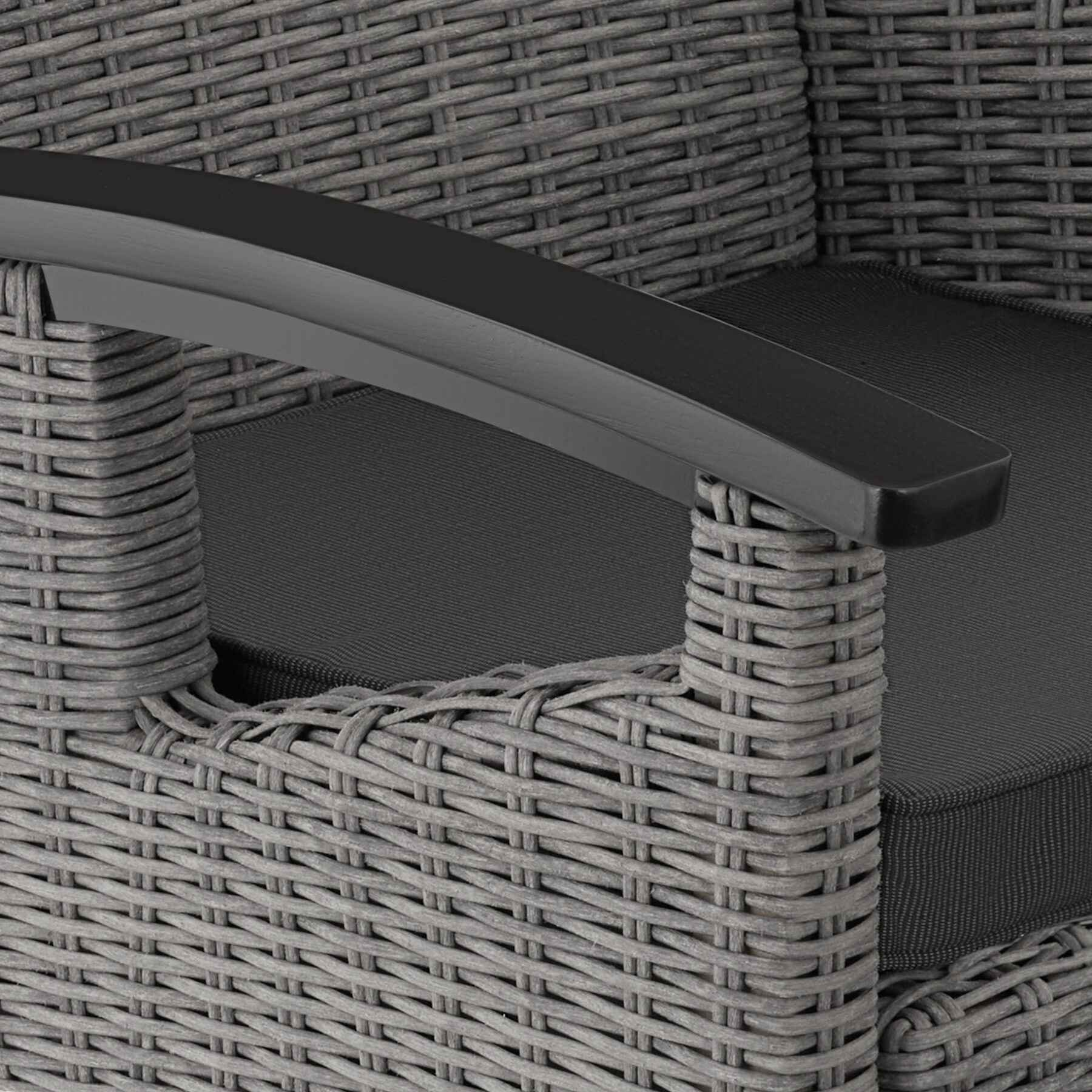 tectake® Rattan Tisch Foggia mit 6 Stühlen Rosarno, mit Holzgestell, wetterfest und UV-beständig, Armlehnen und Beine aus Holz