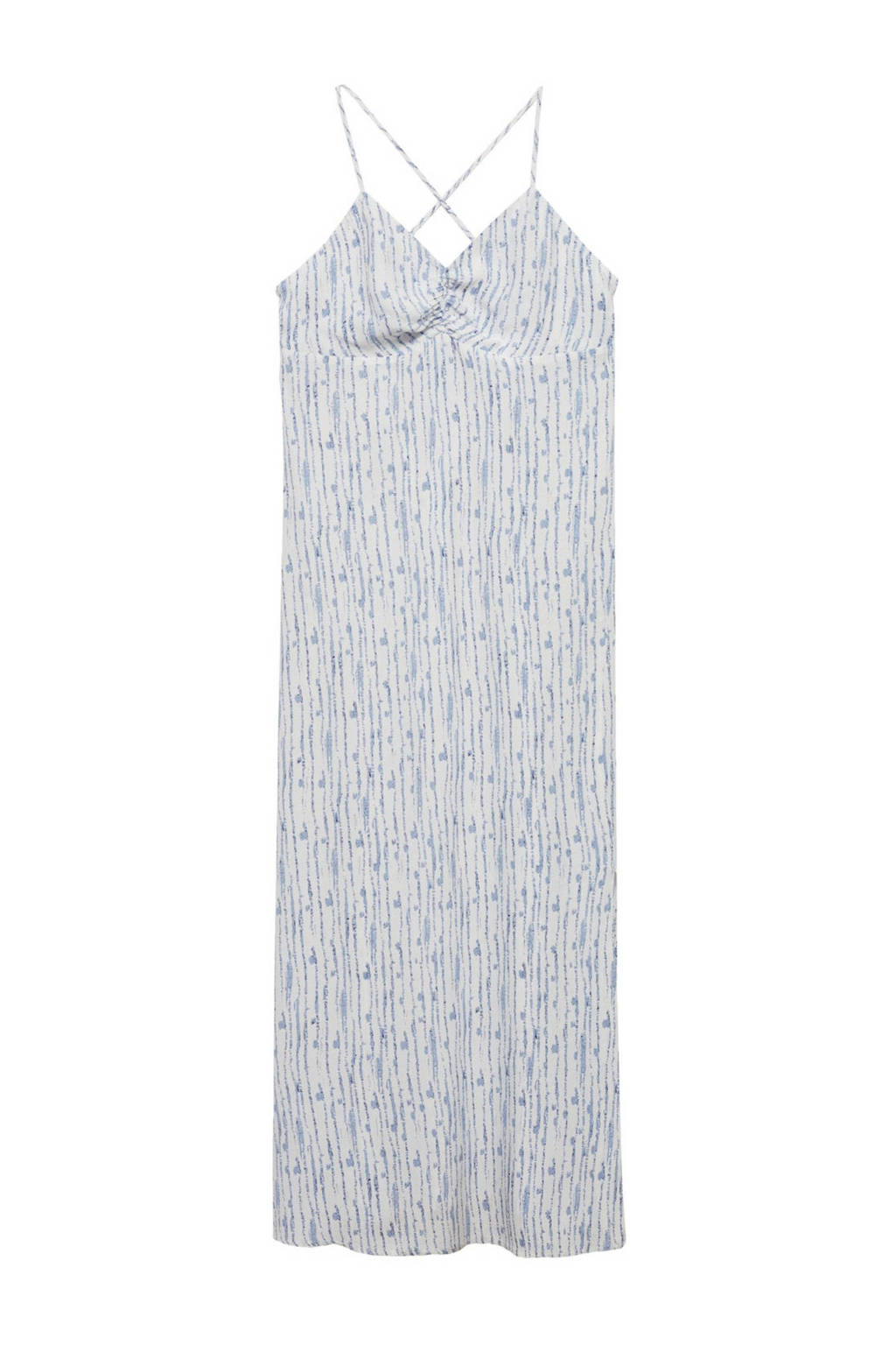 MANGO TEEN maxi jurk met all over print naturel wit/blauw