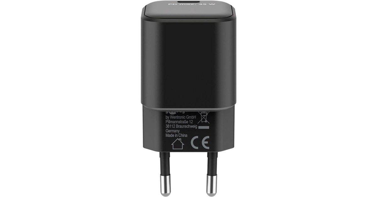 goobayUSB-C PD GaN snellader Nano (45 W)   (Zwart, 1x USB-C, Power Delivery 3.0)