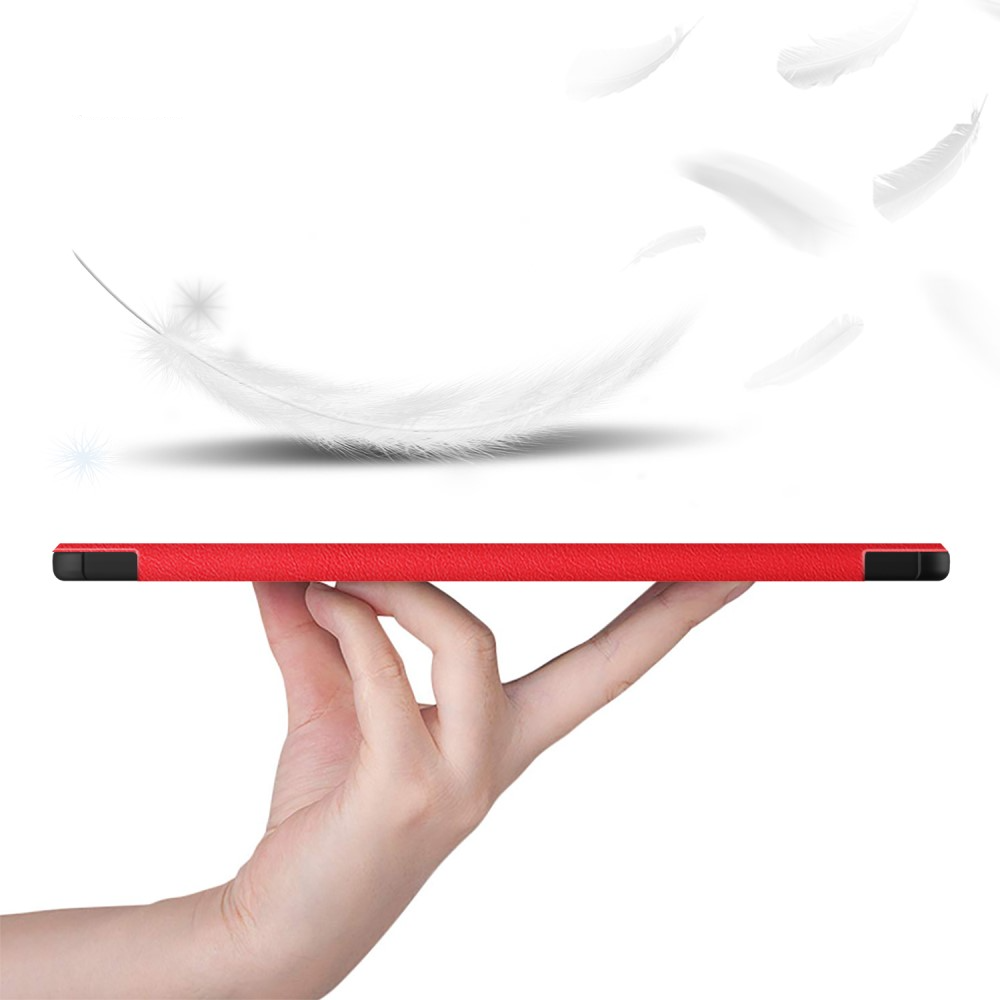 Samsung Galaxy Tab S9  Plus Leder Tasche Smart Cover Hülle Litchi Look   S-Pen Halterung - Rot