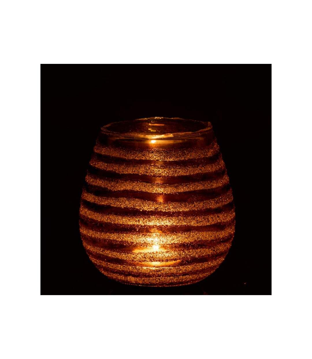 Paris Prix - Photophore Design safari Lignes 18cm Marron