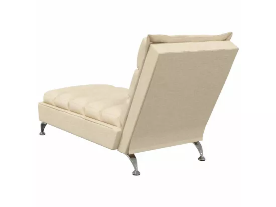 Chaise longue de massage avec coussins crème tissu