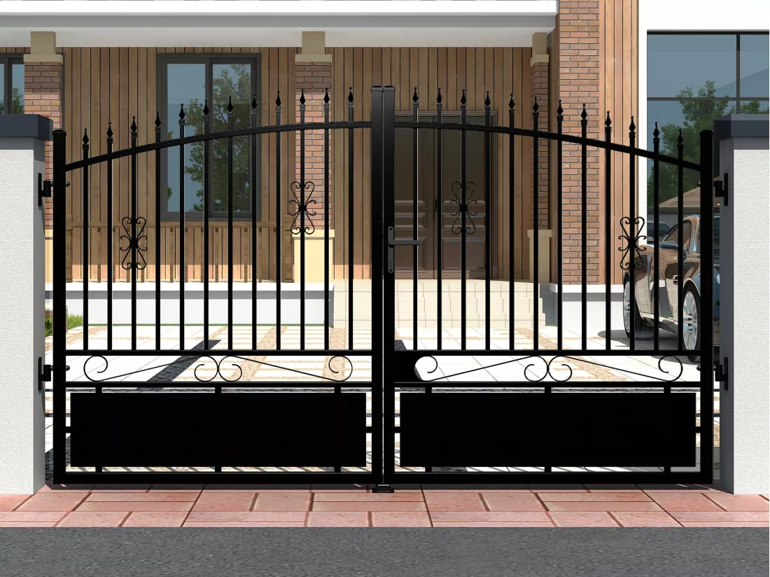 Portail battant électrique aluminium ajouré L367 x H183 cm noir NERBIS