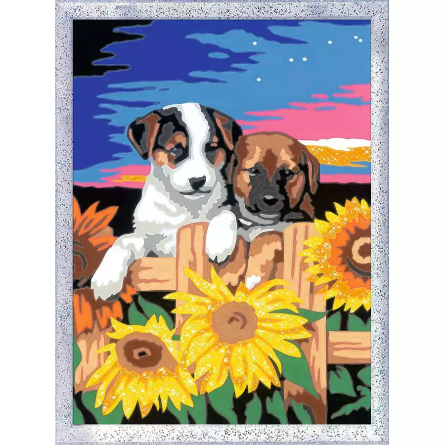 Ravensburger Welpen im Sonnenuntergang bunt
