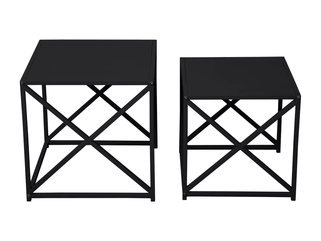 Ensemble de 2 tables d'appoint GEMO Table basse Table de salon Table en métal Noir
