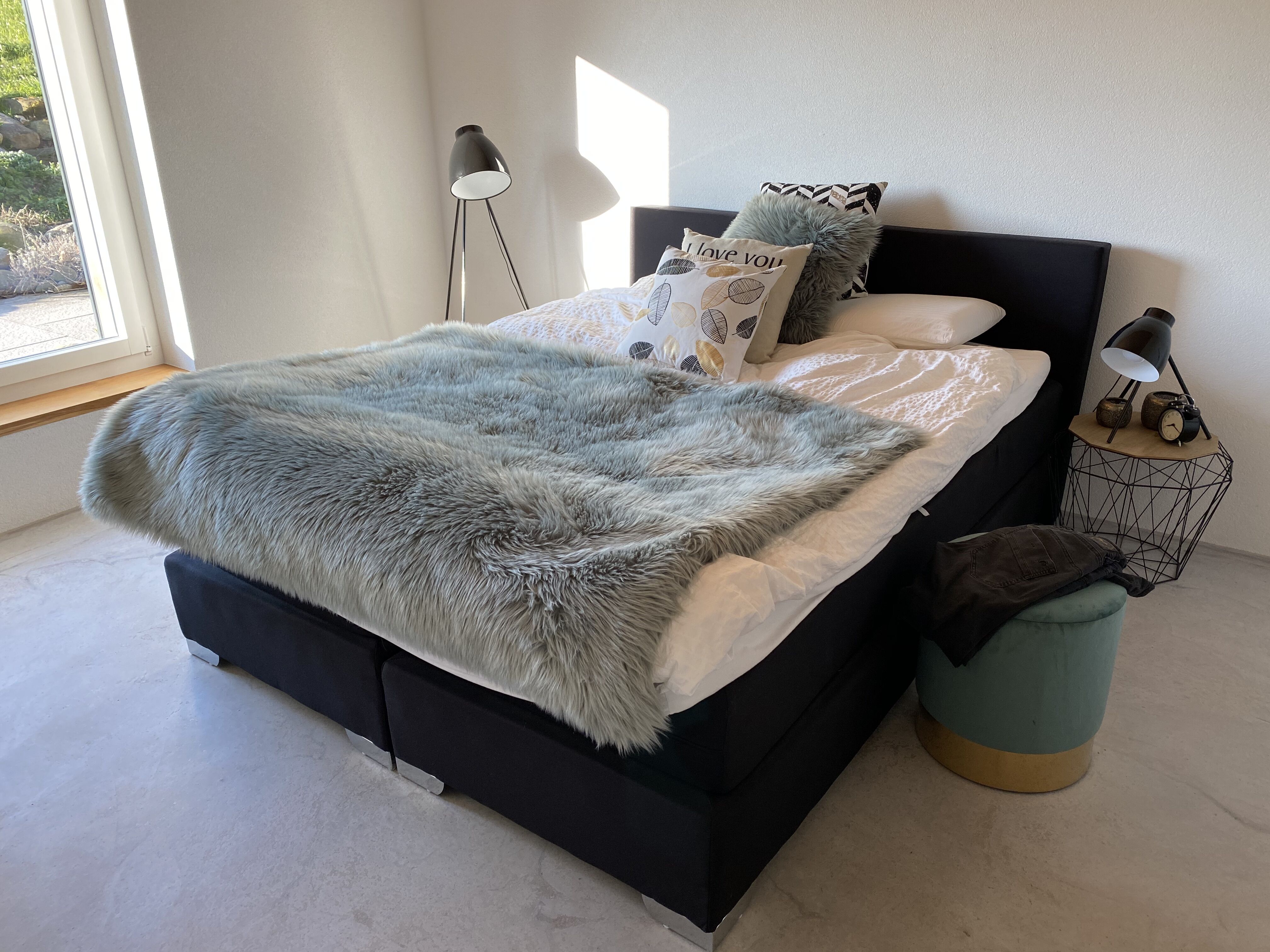 Boxspring Stof PRESIDENT 180 x 200 cm Zwart