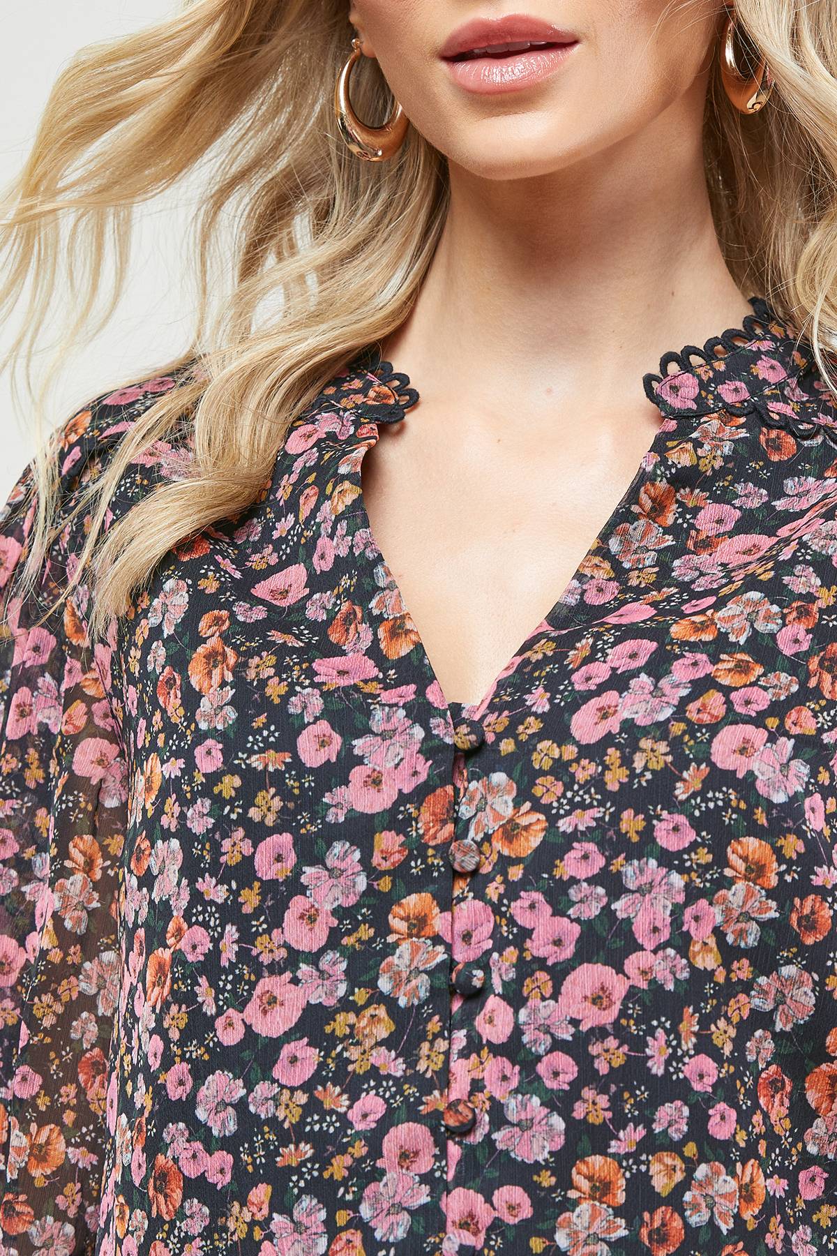 Oasis Blouse Imprimée en Mousseline Boutonnée