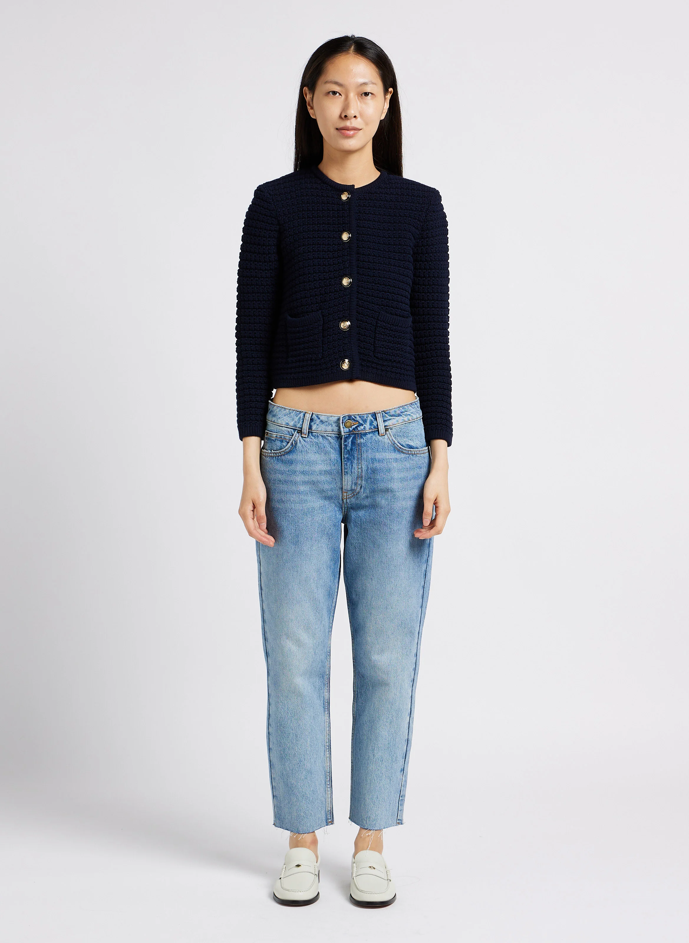 EVAN - Jean slim taille haute en coton | Bleu