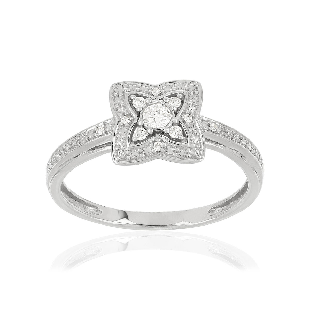 Bague or 375 blanc diamants