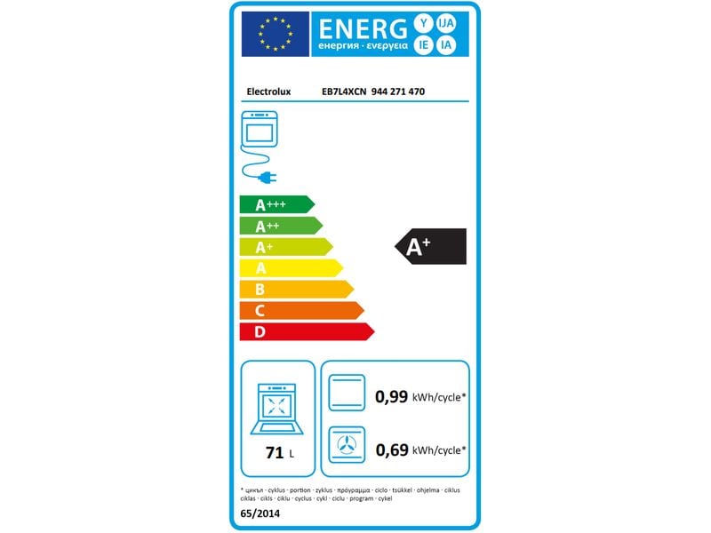 Electrolux Einbaubackofen EB7L4XCN Schwarz/Silber A Backofen für den Einbau