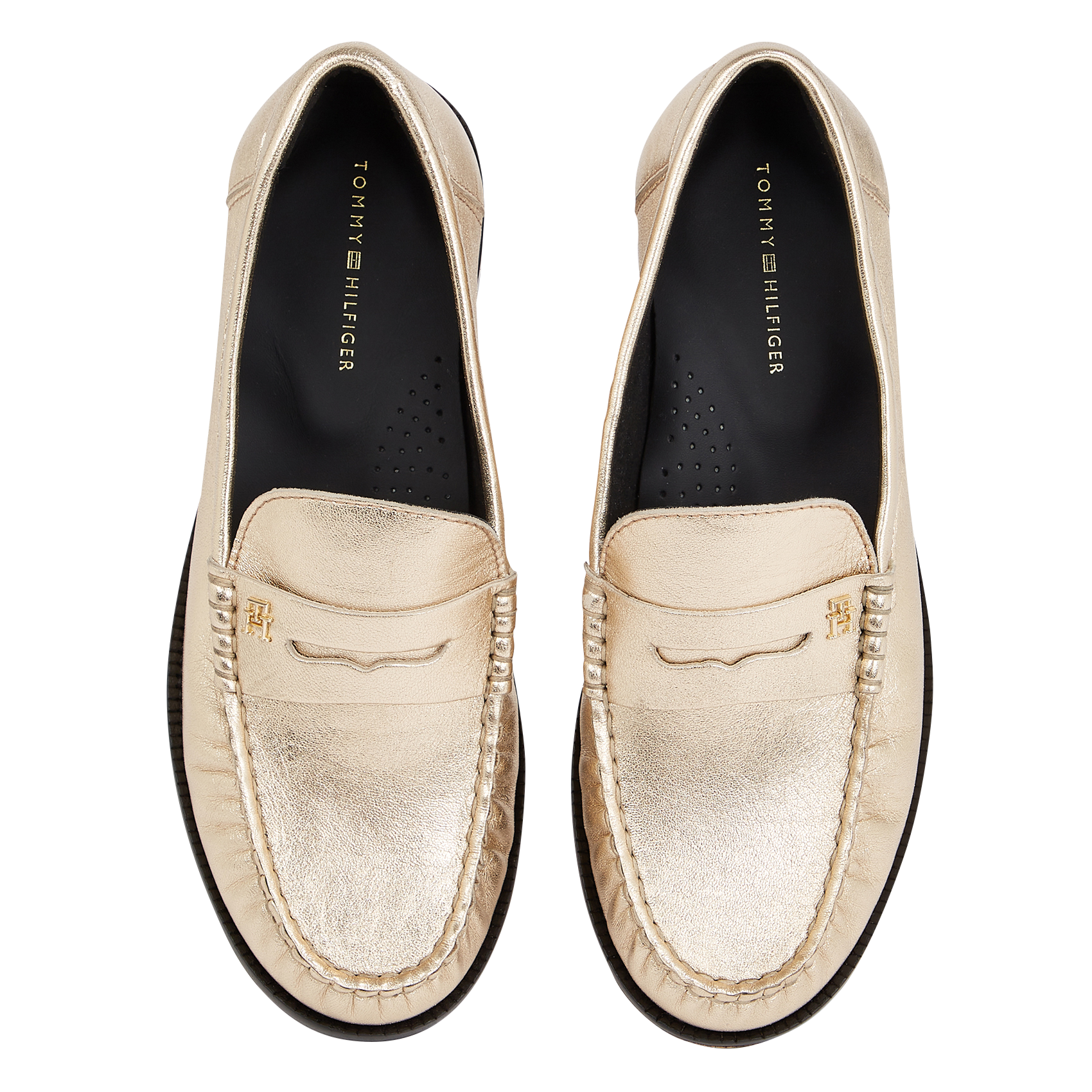 Mocassins en cuir métallissé | Doré