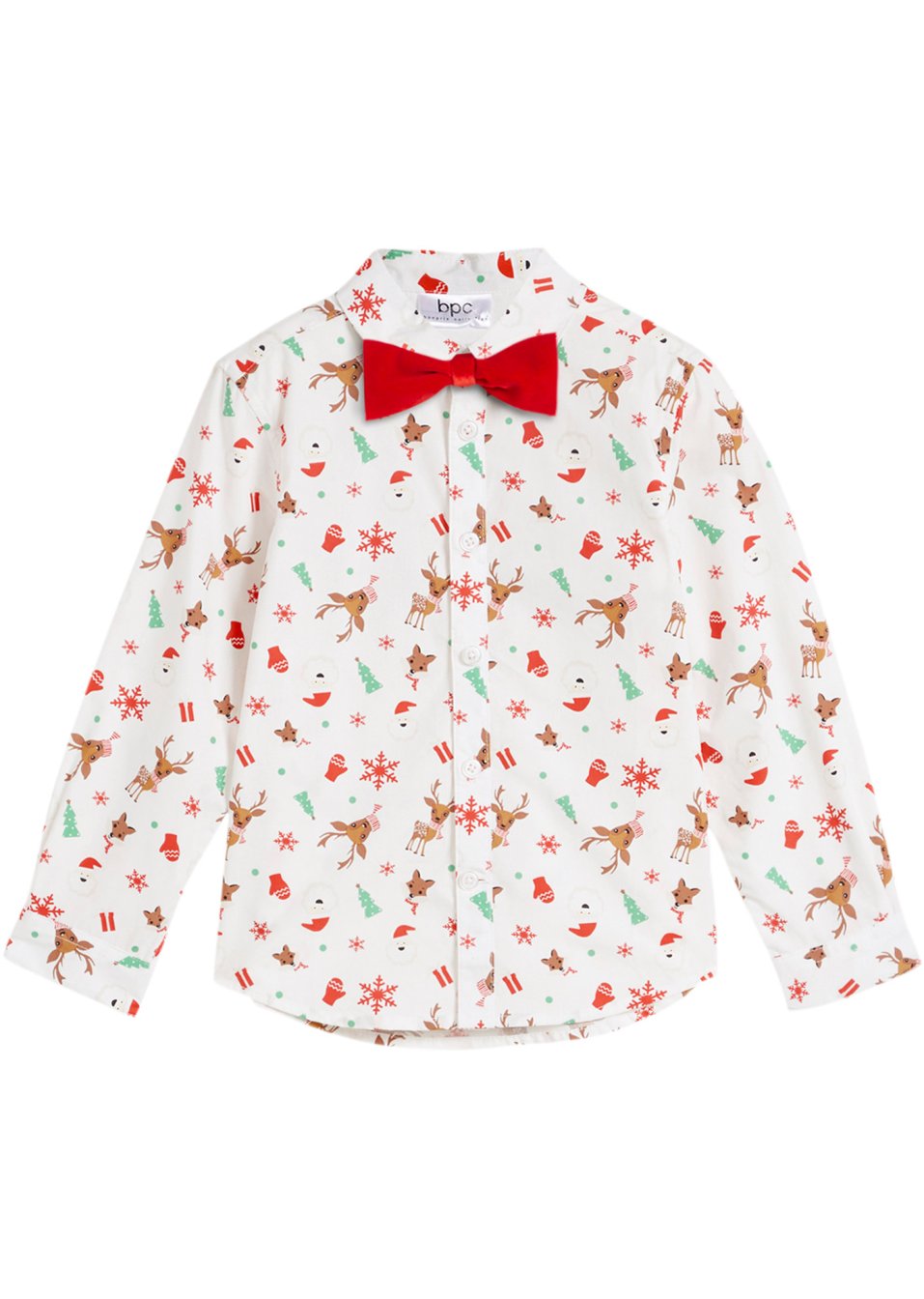 Chemise manches longues garçon à motif de Noël et nœud papillon (ens. 2 pces), Slim Fit