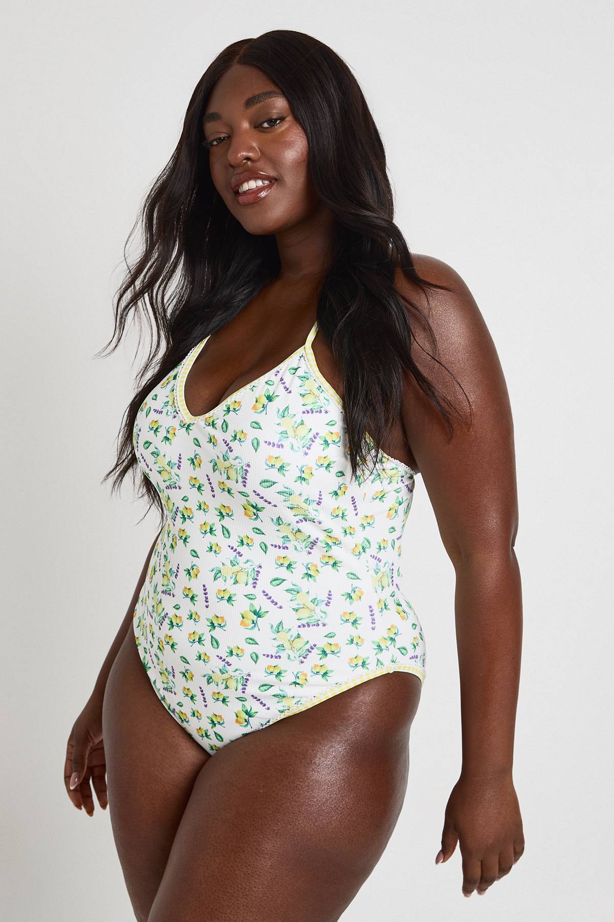boohoo Maillot De Bain Imprimé Citron Grande Taille