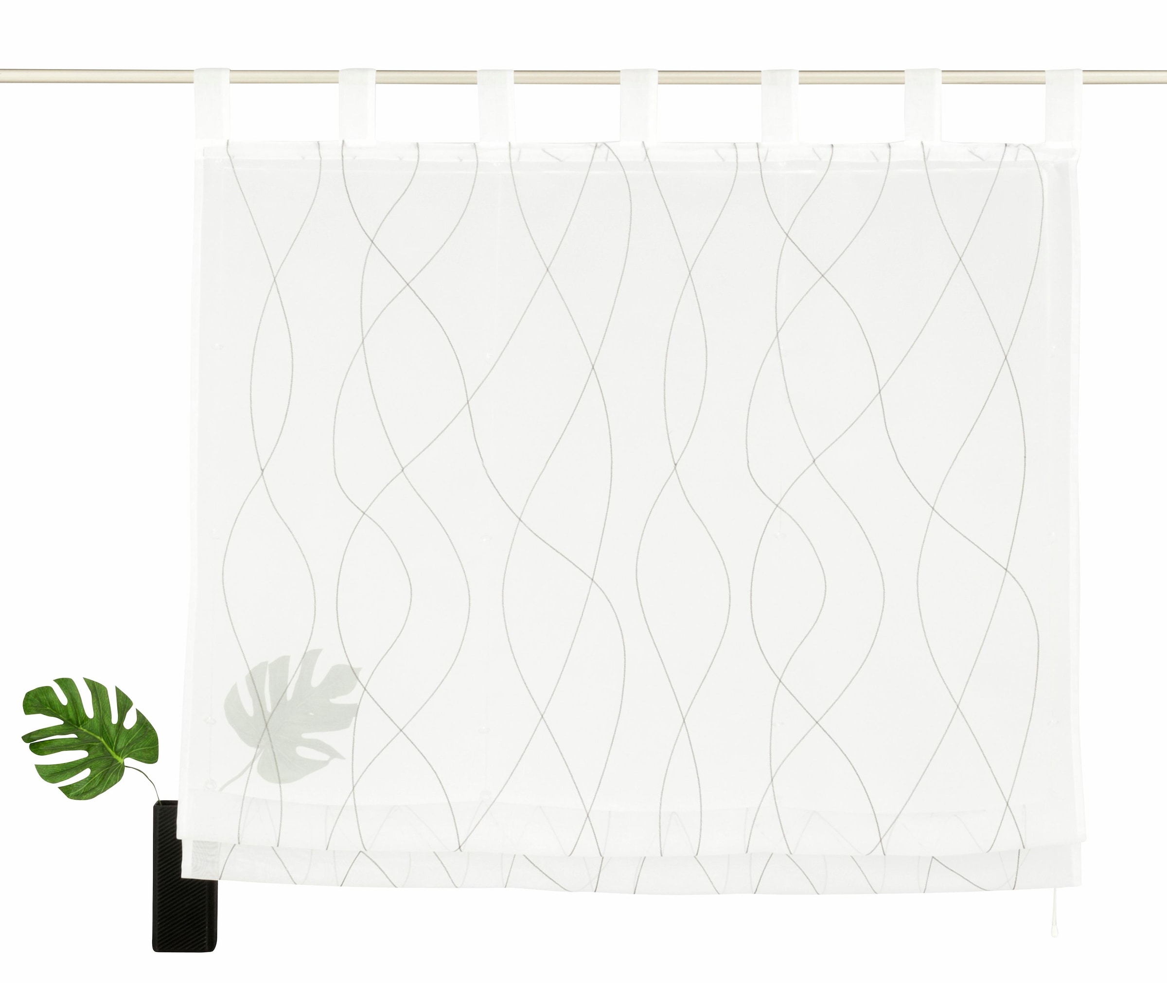 my home Raffrollo »Jay« mit Schlaufen Transparent, Voile, Polyester, mit Wellenmotiv längs bestickt