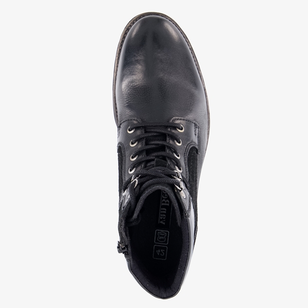 Van Beers leren heren veterboots zwart met suede