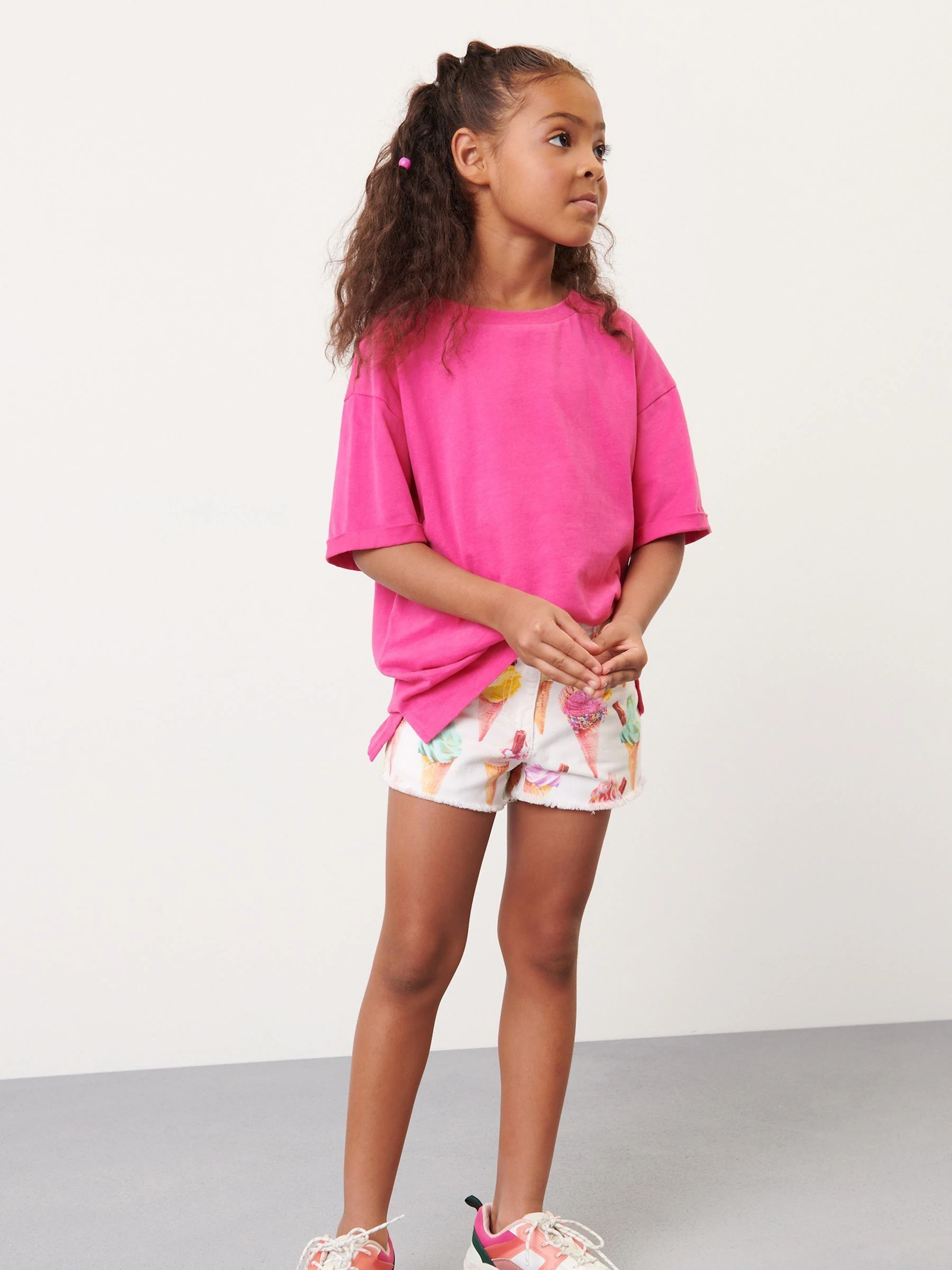 Magenta-roze - Oversized T-shirt (3-16 jr)