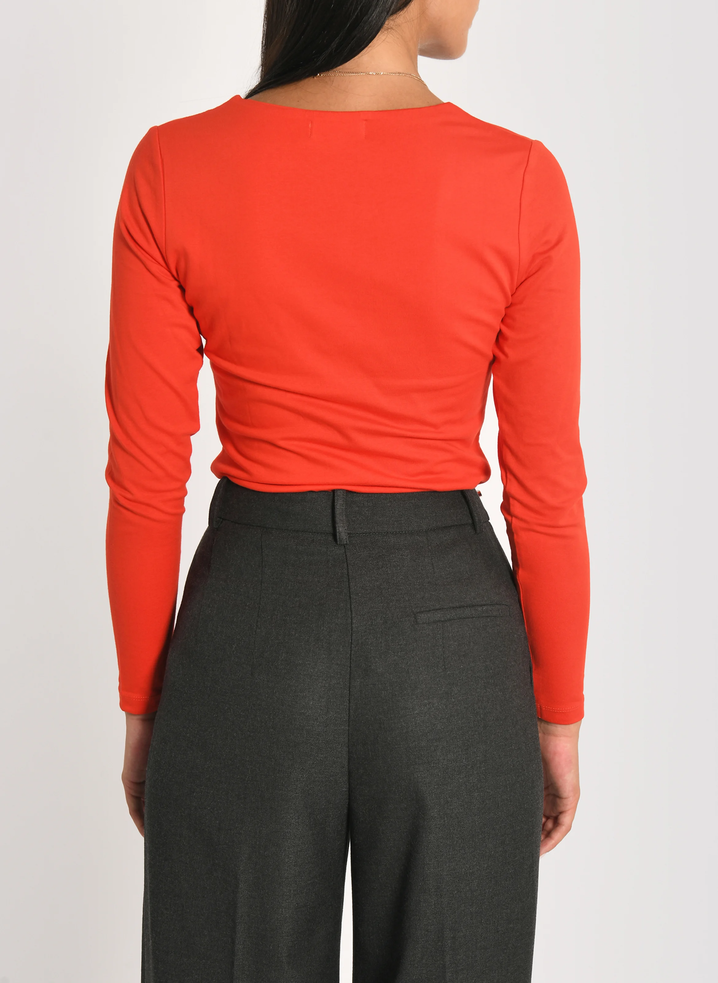 CLEMENTINE - Top col carré en coton mélangé | Rouge