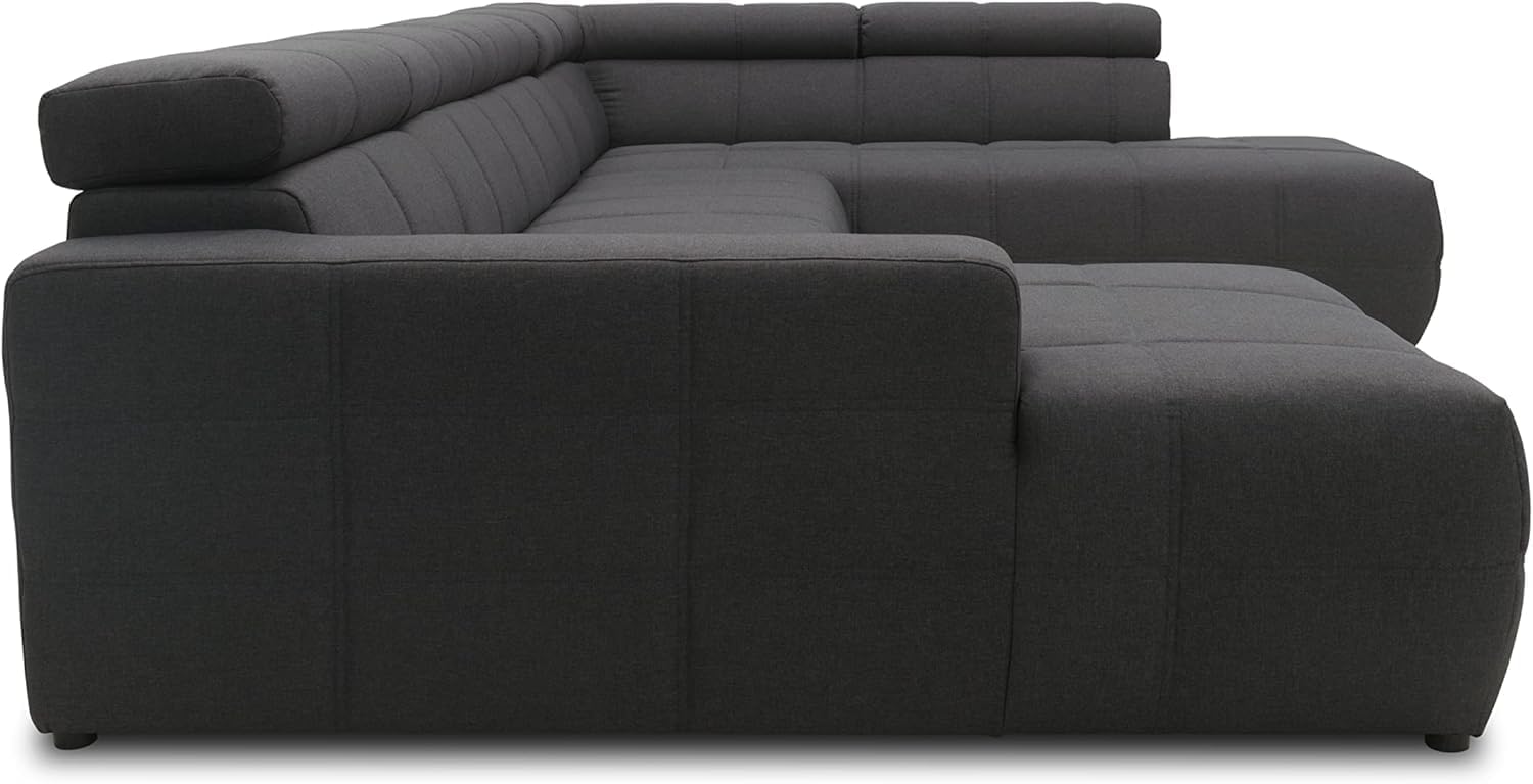 DOMO. collection Sofa Brandon, Wohnlandschaft mit Rückenfunktion und Sitztiefenverstellung Couch in U-Form, Polstergarnitur 359 x 228 x 80 cm (BxTxH), dunkelgrau
