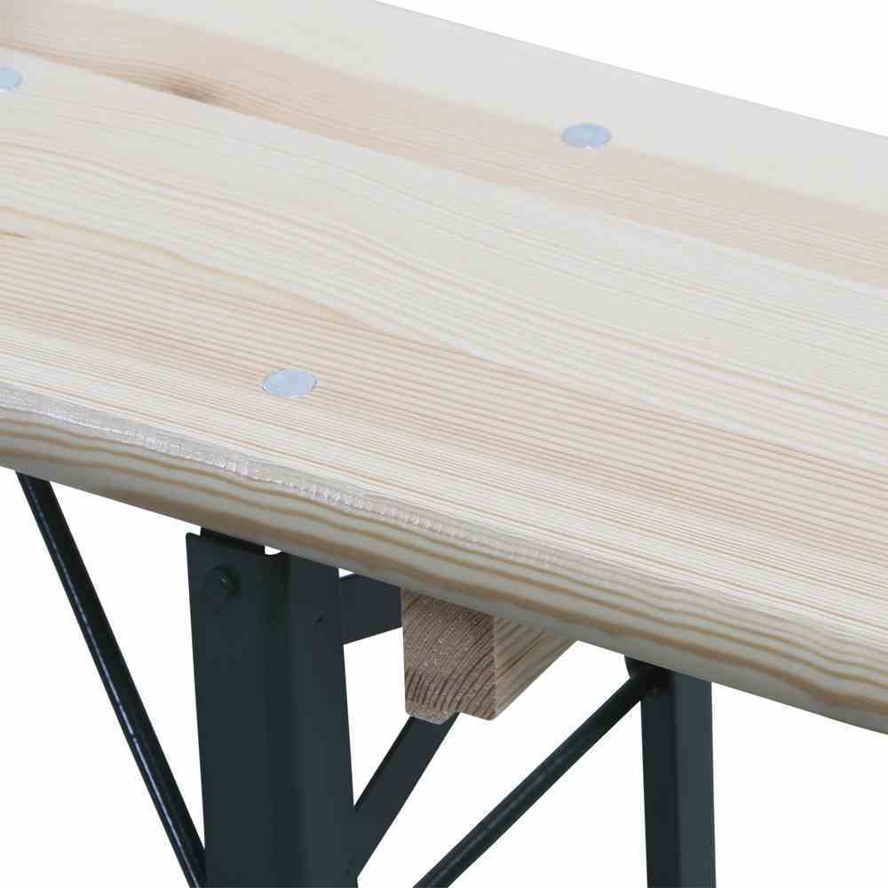 3-teilige Festzeltgarnitur - grün - Stahl - Kiefernholz - 220x70 cm