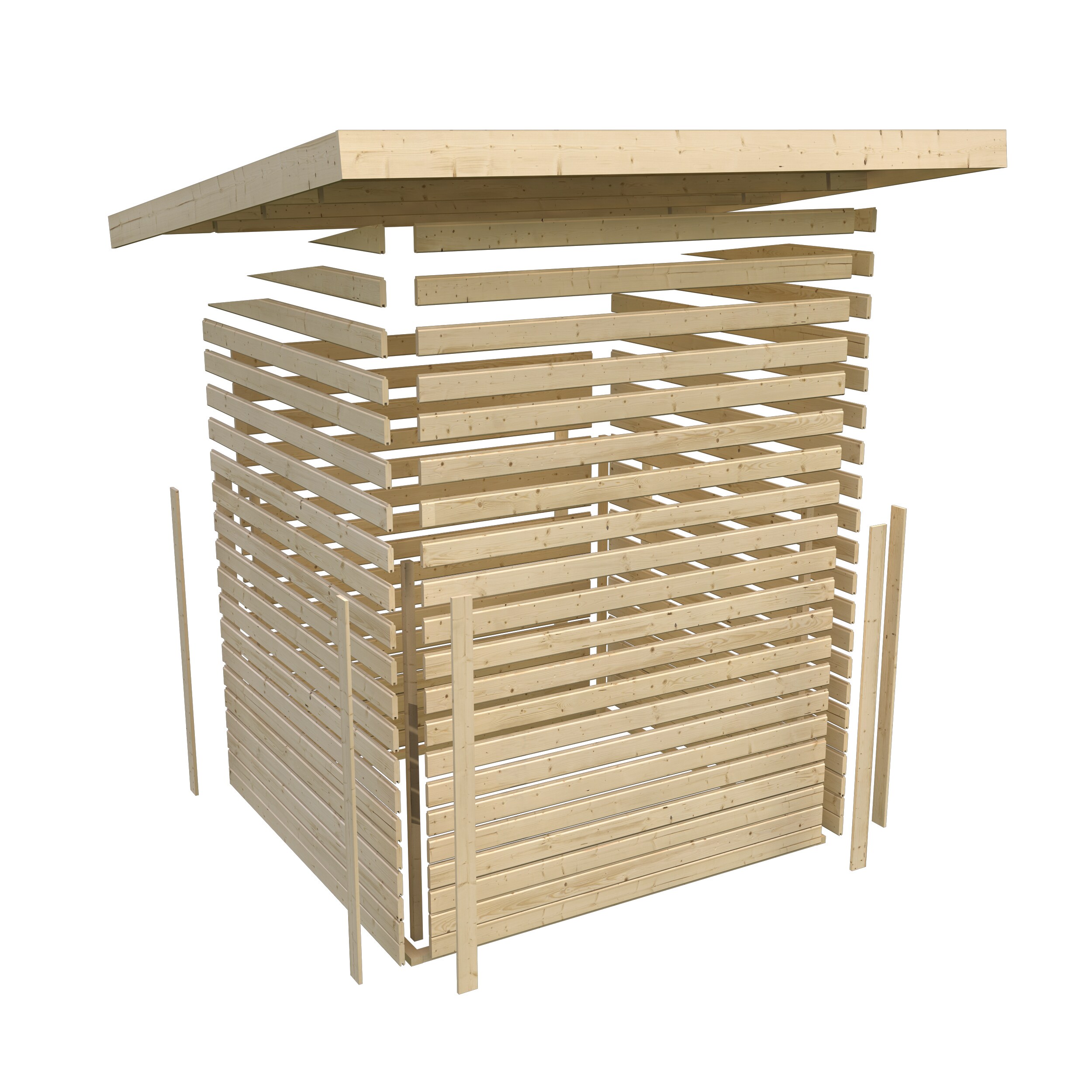 Karibu Fahrradgarage 19 mm SET naturbelassen mit Dachfolie