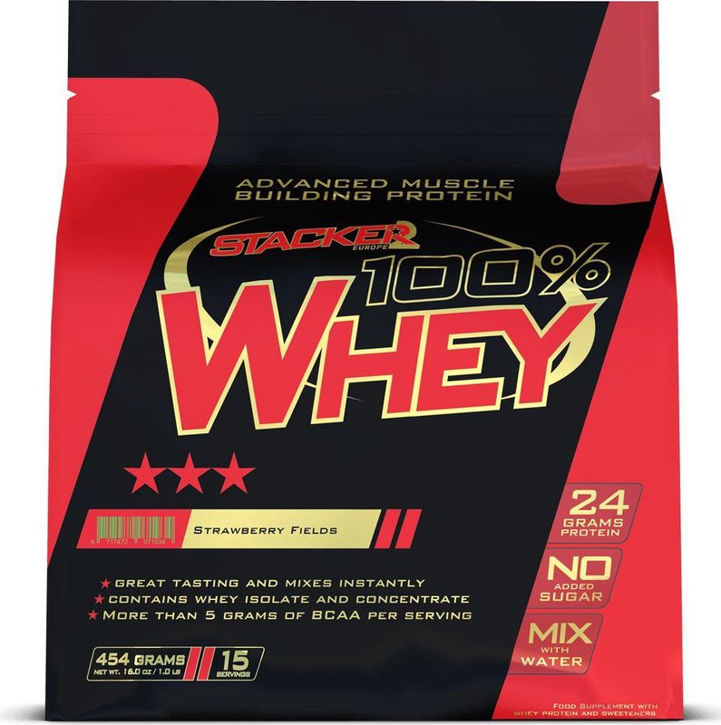 Stacker 2 - 100% Whey Protein - Strawberry - 454 Gram