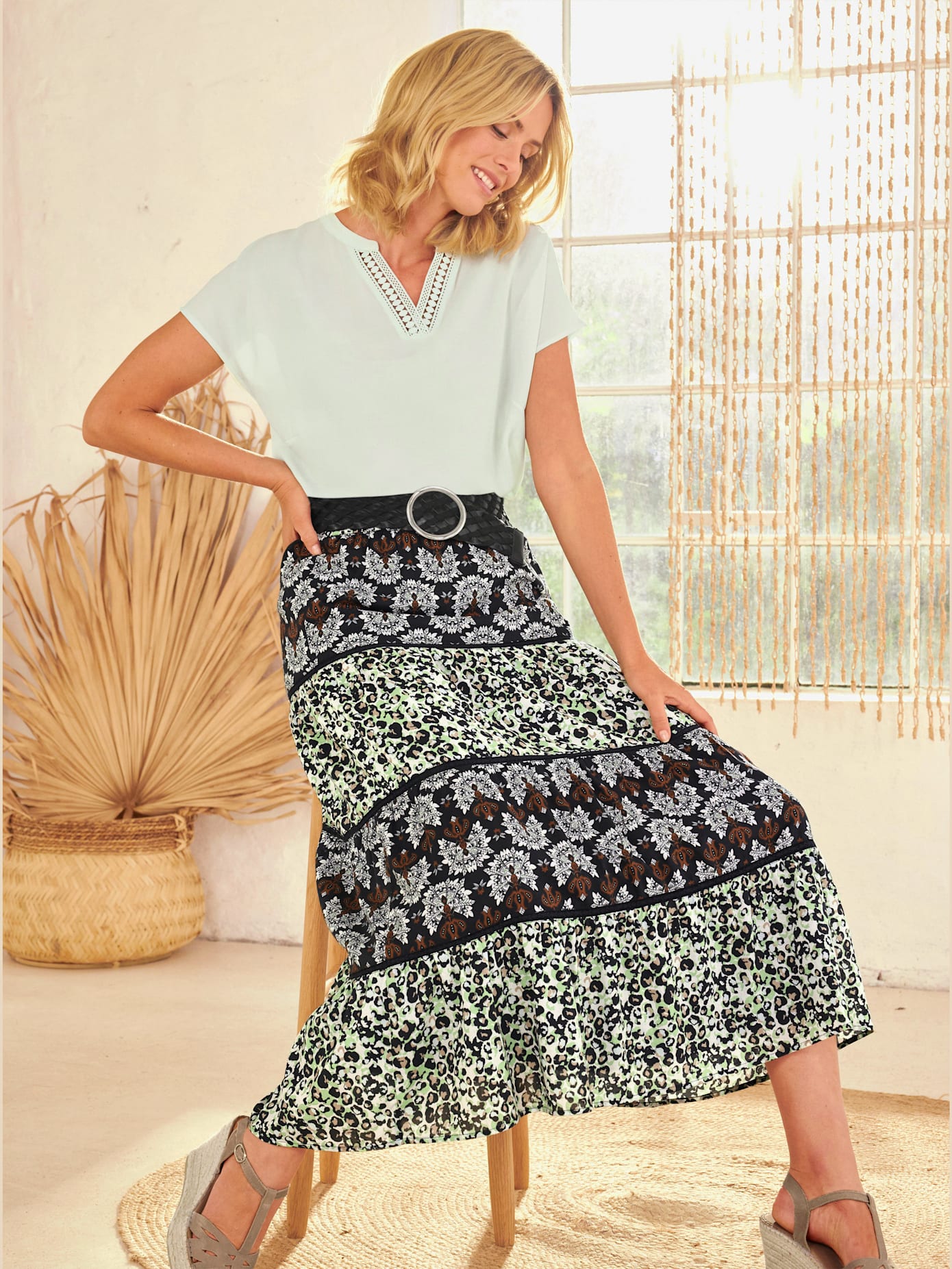 Jupe imprimée motif patchwork