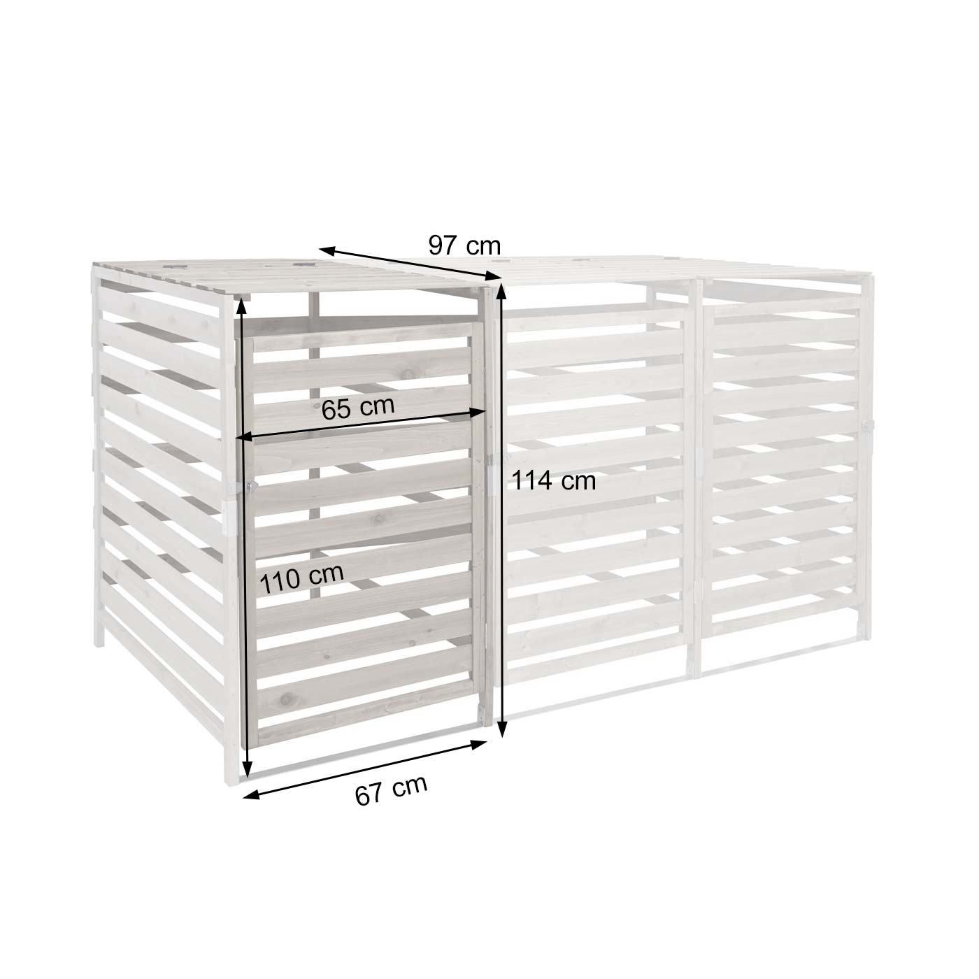 XL 1er-/2er-Mülltonnenverkleidung Erweiterung MCW-H62, Mülltonnenbox, 114x67x97cm Massiv-Holz ~ dunkelgrün