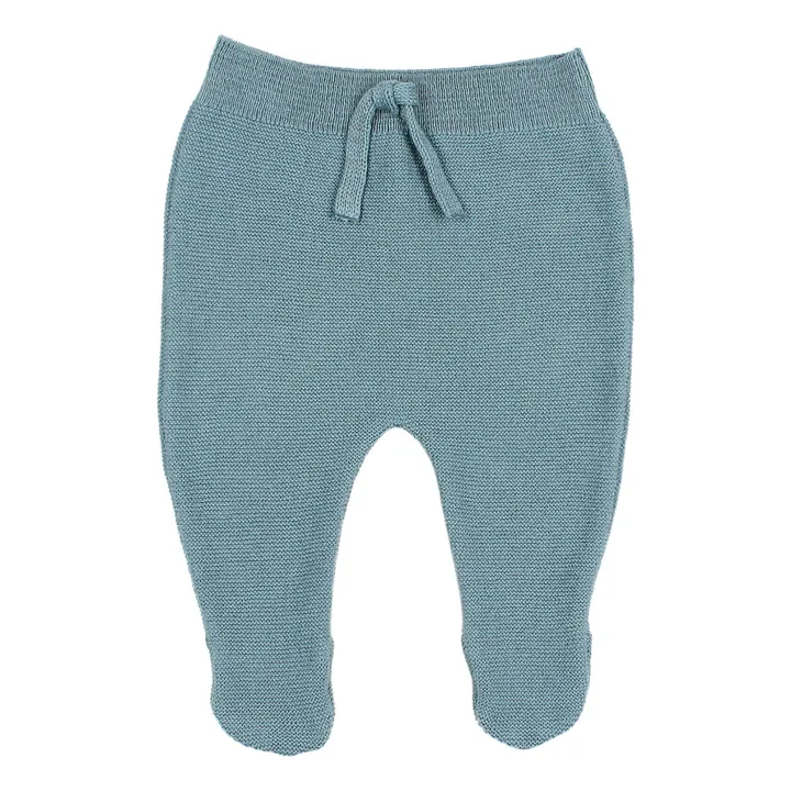Búho Legging à Pieds Maille Coton Bio | Bleu