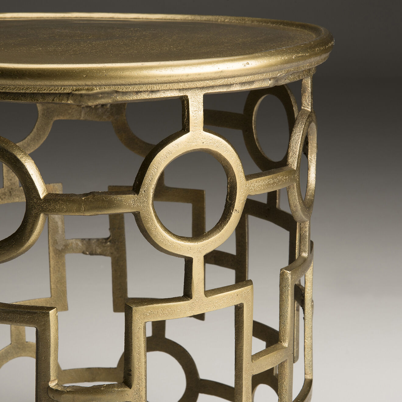 Macabane Table d'appoint ronde Jonas dorée - D.43xH.48 cm