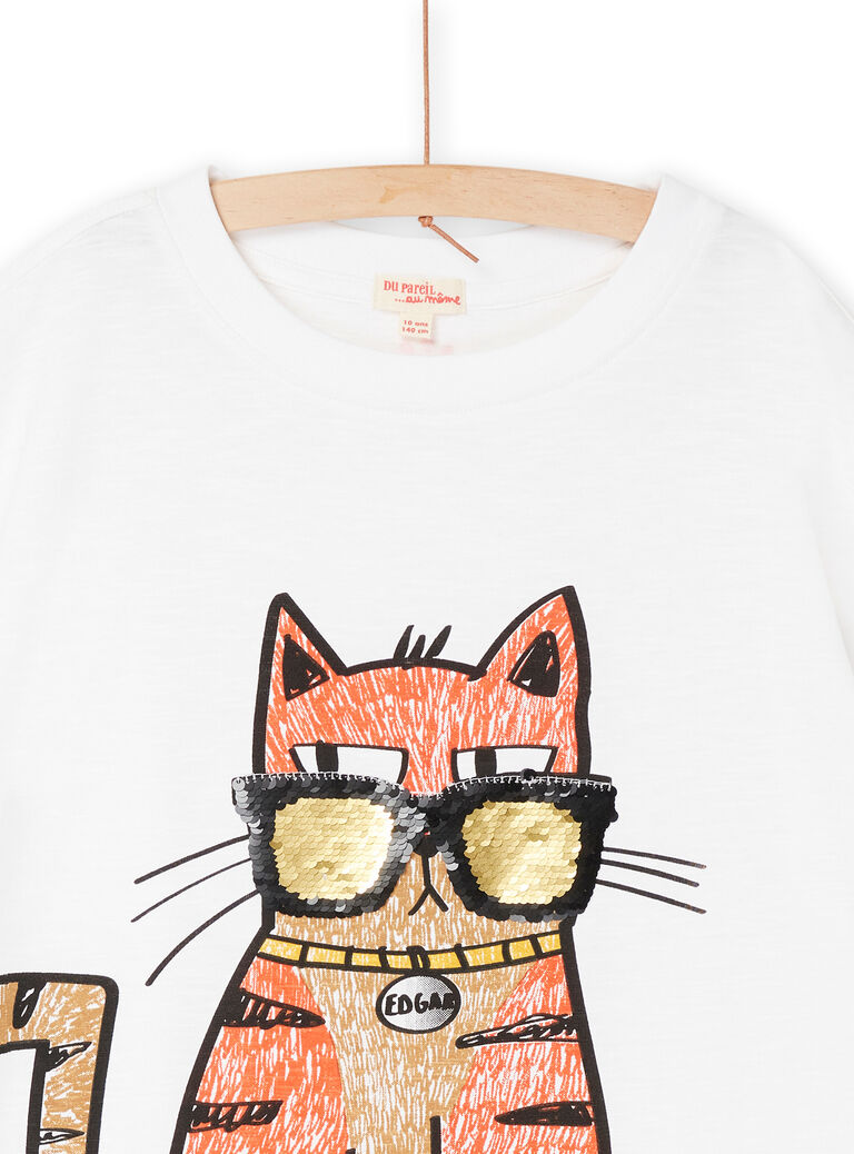 T-shirt blanc à motif chat capsule spa - Mixte