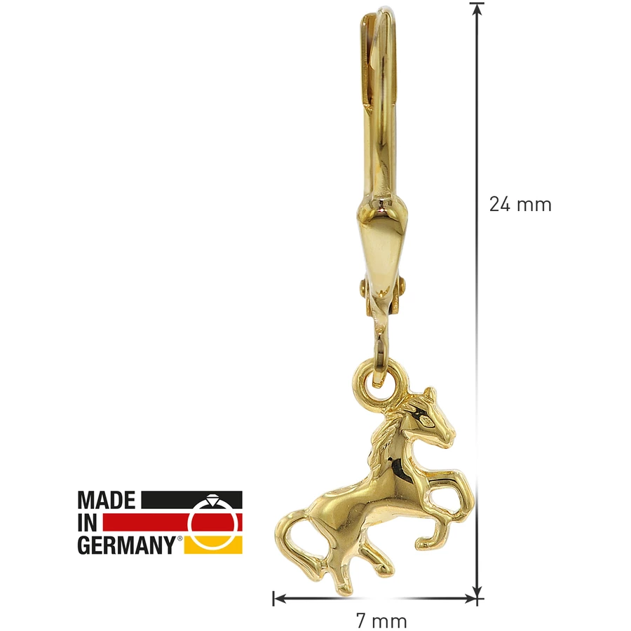 trendor Kinder-Ohrringe Pferde Gold auf Silber für Mädchen gold