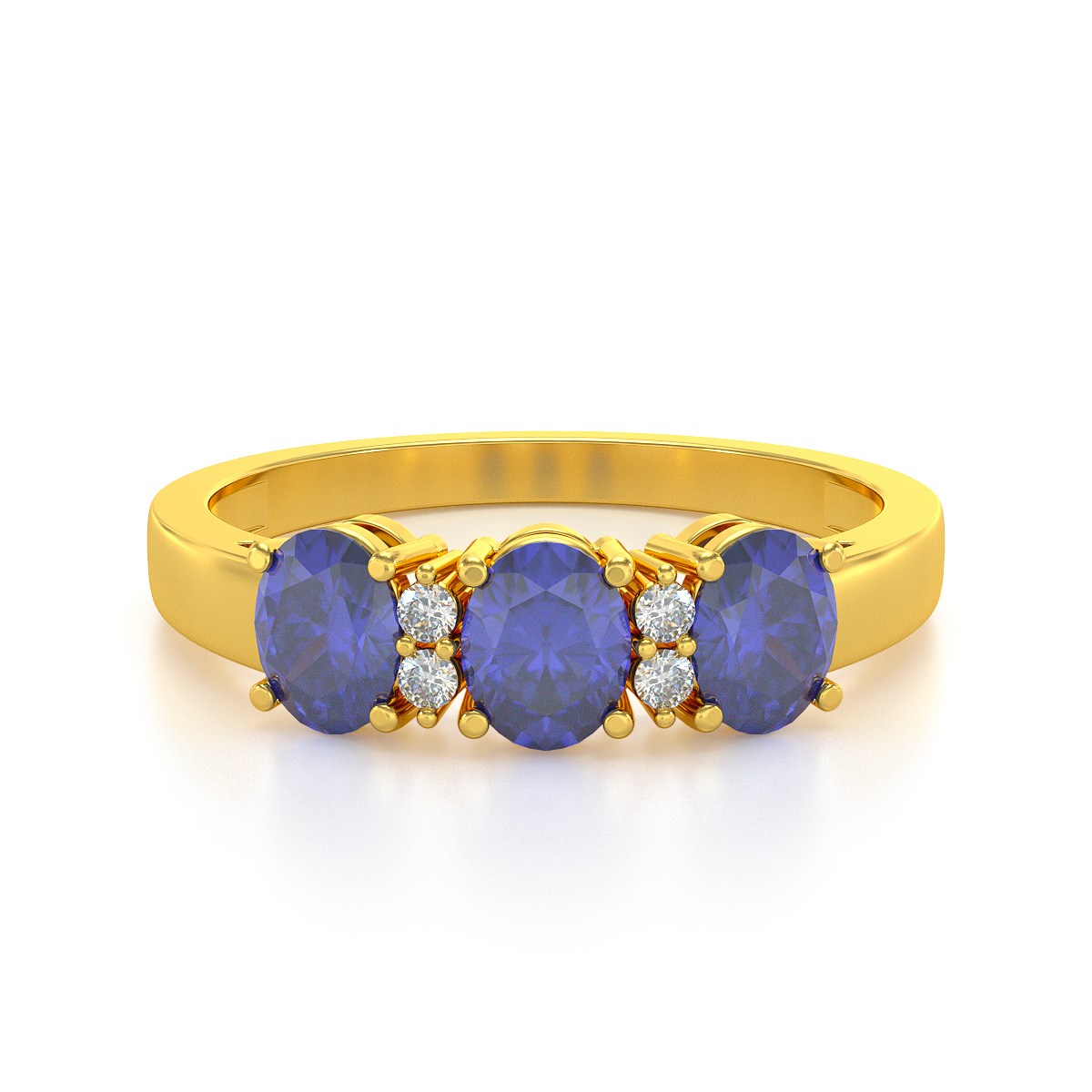 Bague ADEN Or 585 Jaune Tanzanite et diamants 2.25grs