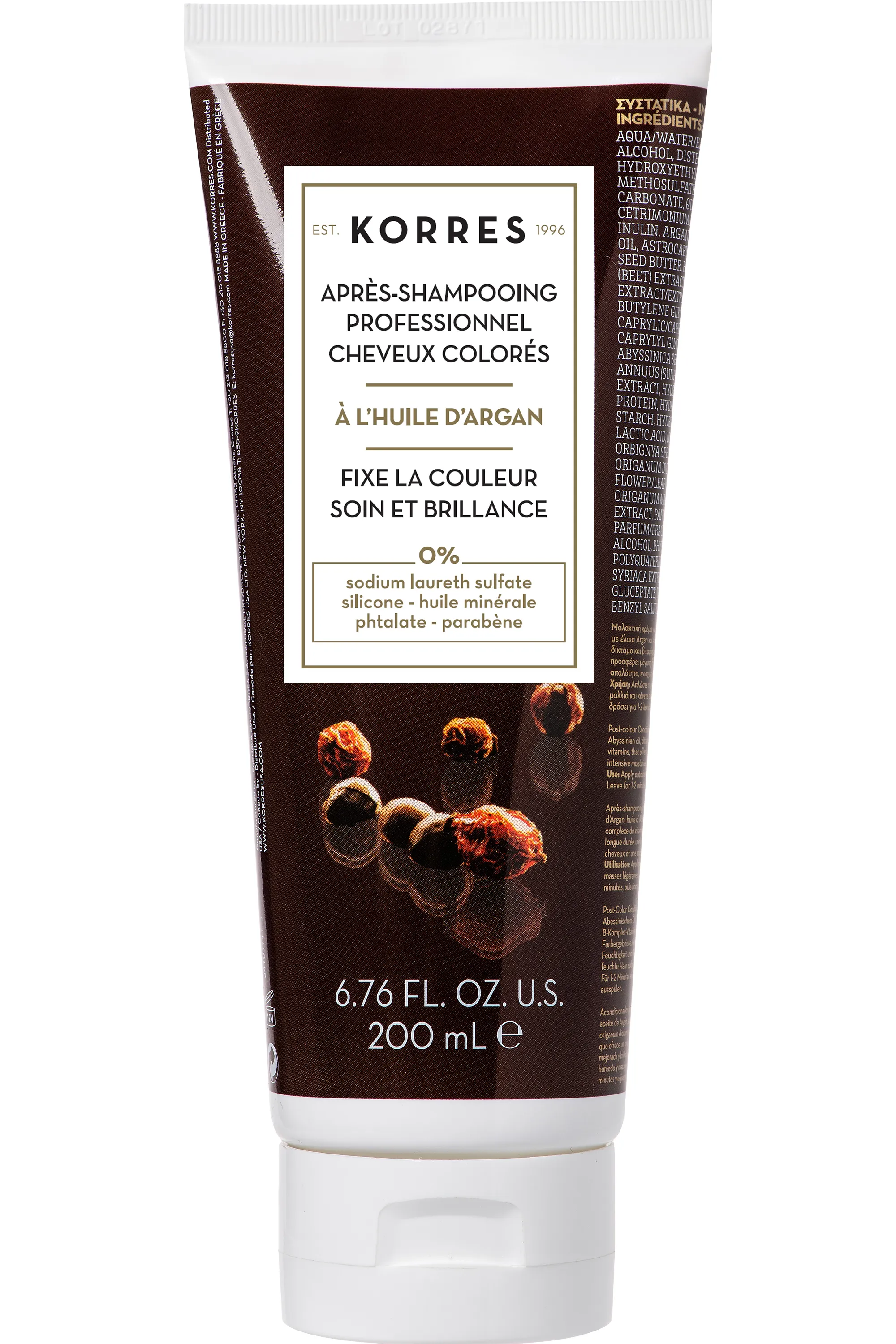 Korres Après-shampooing professionnel post-coloration huile d’Argan-200 ml