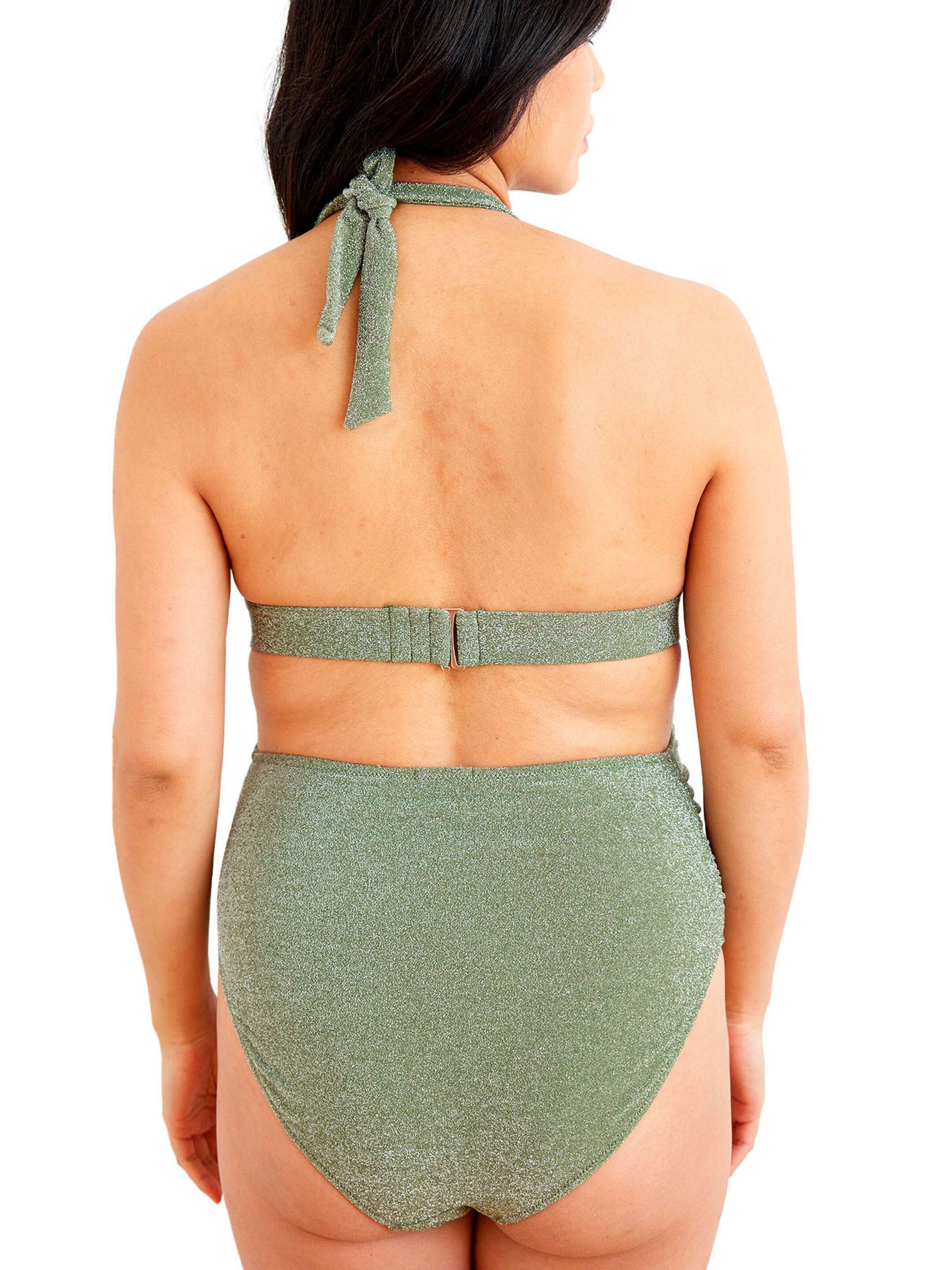 Vertbaudet Umstands-Bikini in Glanzoptik khaki