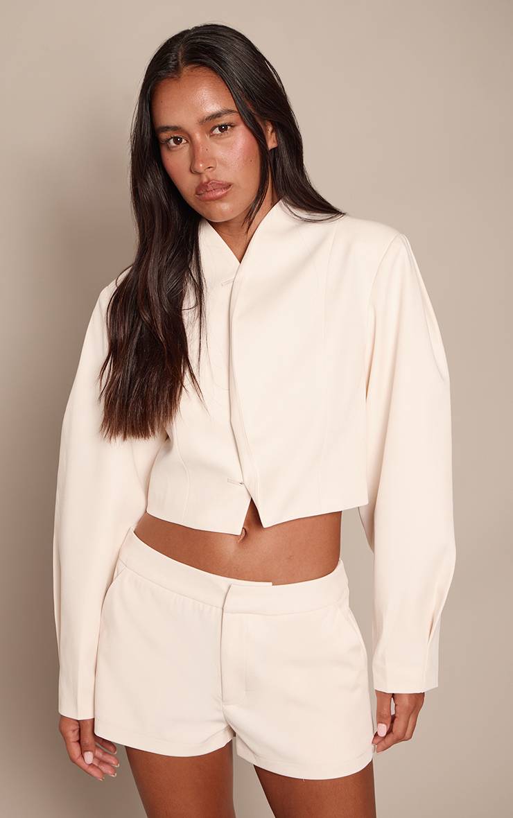 Crème Ensemble Coordonné Short Cocon Ajusté
