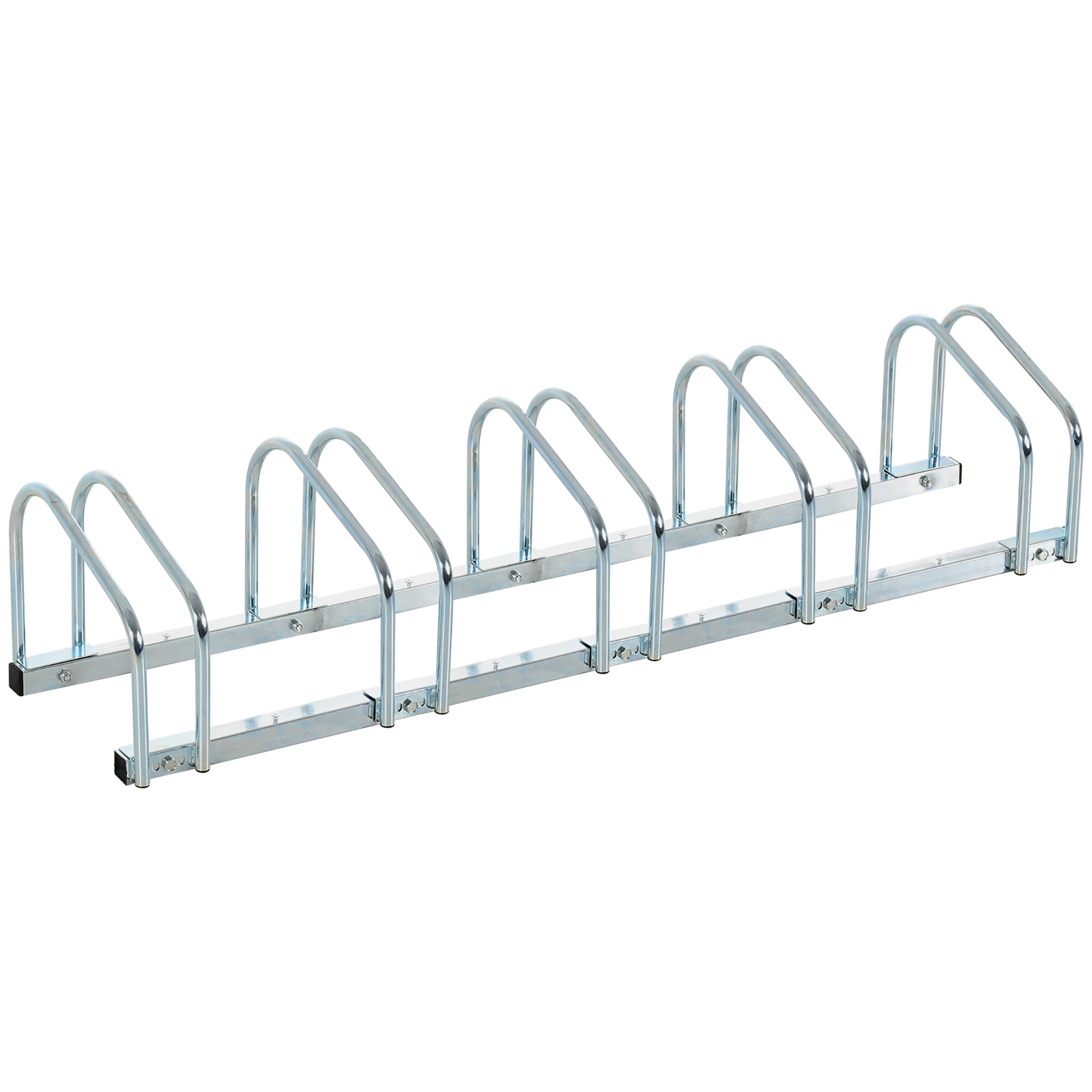 HOMCOM Fahrradhalter mit 5 Haltertungen silber 145L x 33B x 27H cm